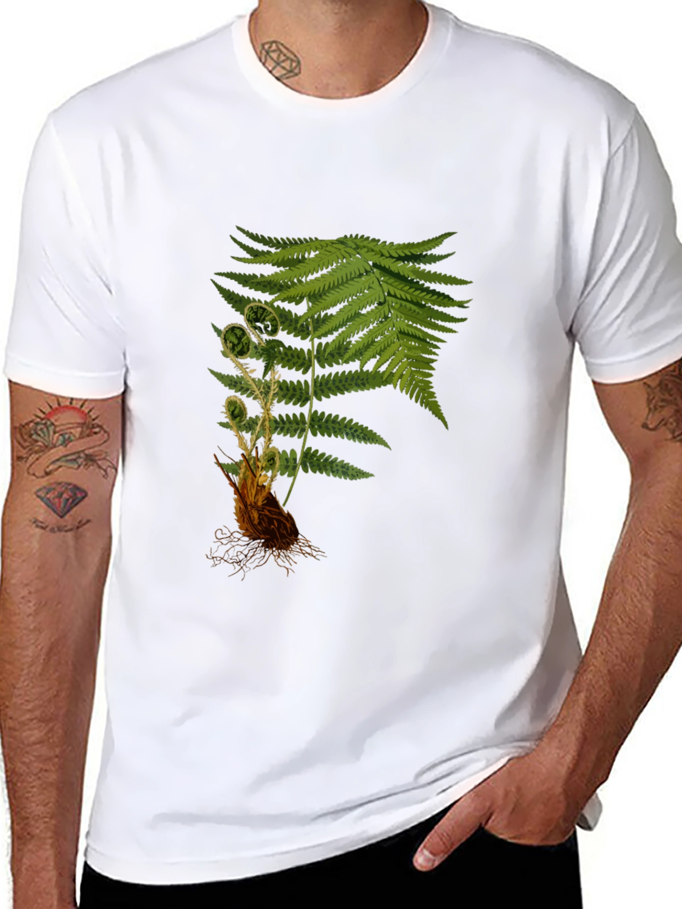 Black Fern Print Black T-Shirt view 8