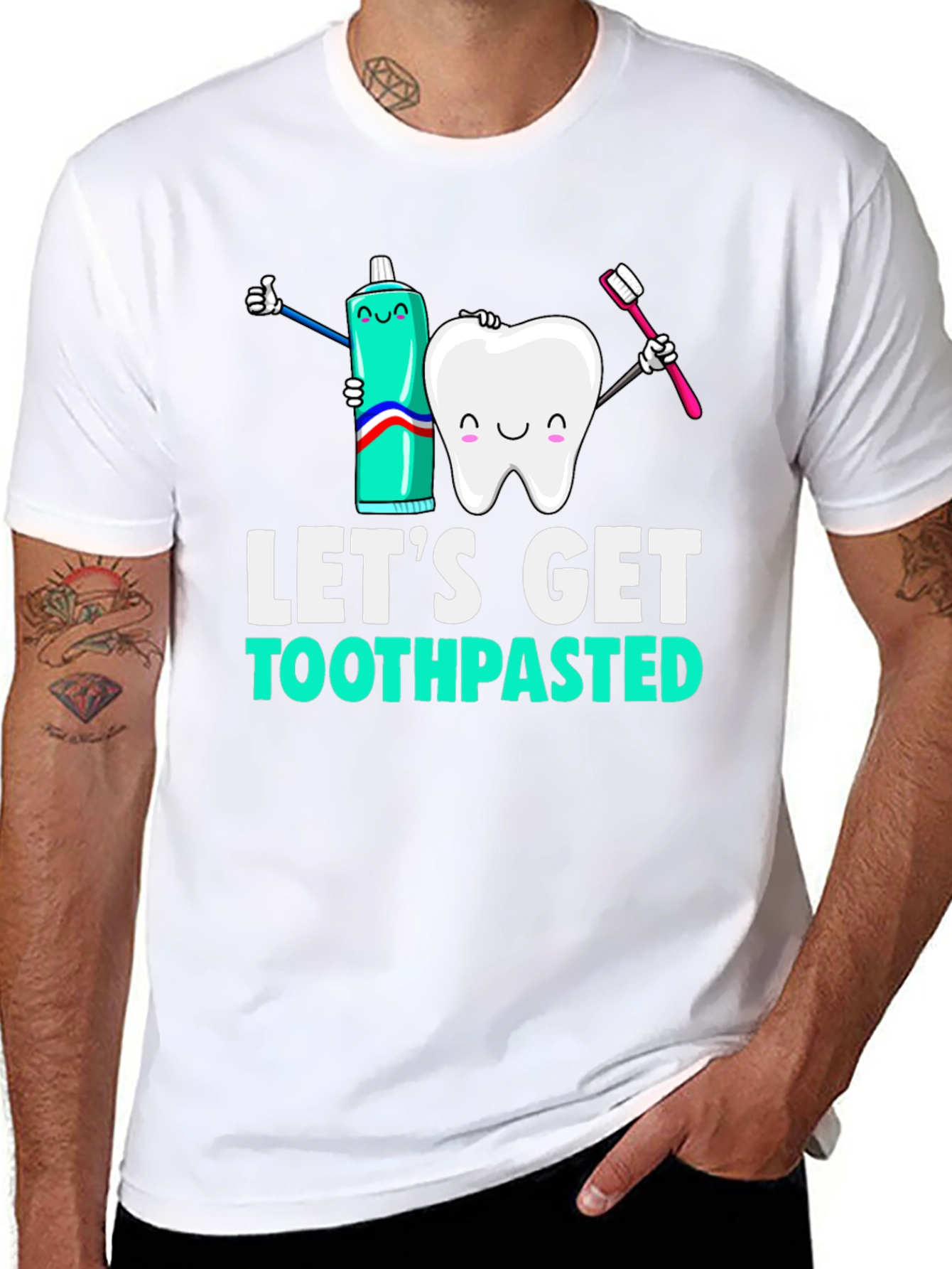 Black Let's Get Toothpasted Funny Dental T-Shirt view 8