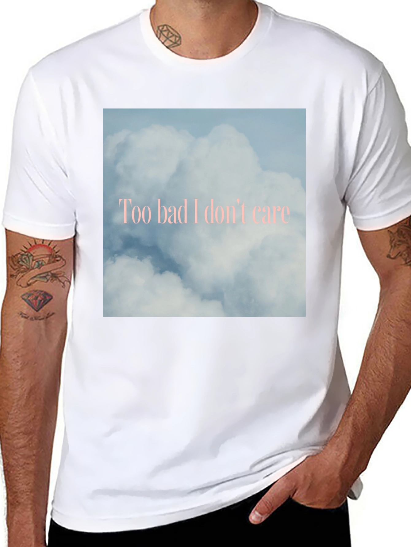 Black Too Bad I Don't Care Cloud Graphic Tee view 8