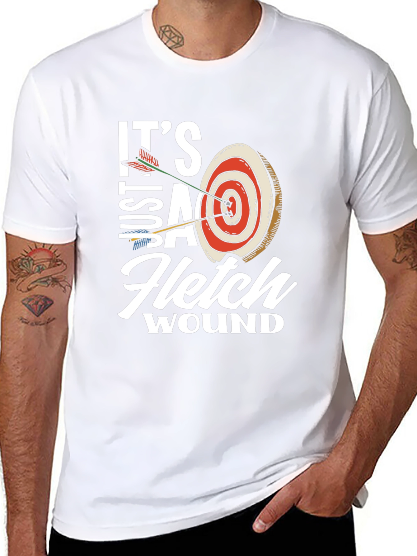 Black It's Just A Fletch Wound T-Shirt - Archery Funny Tee view 8