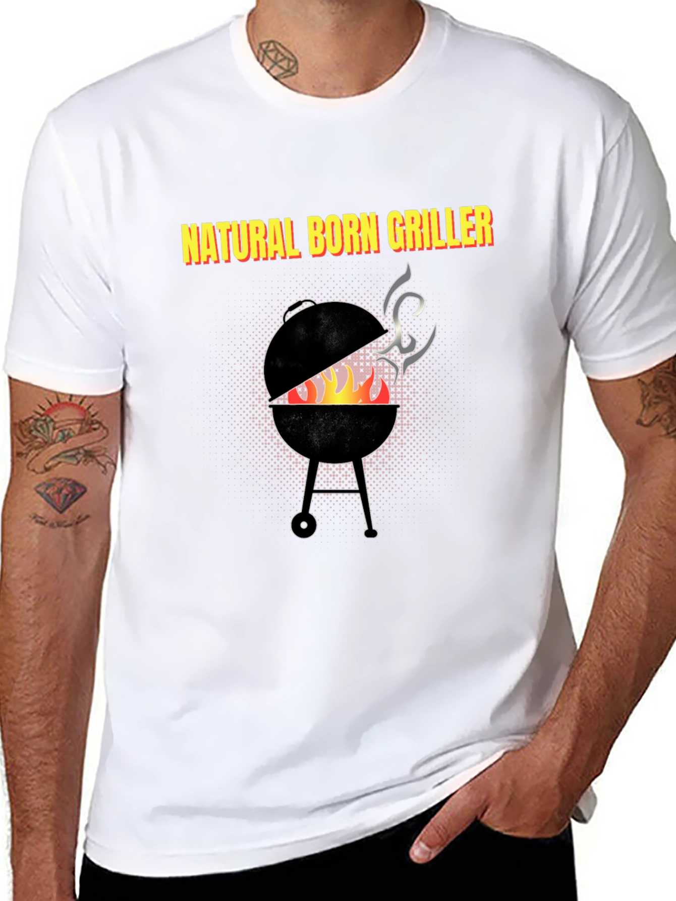 Black Natural Born Griller T-Shirt - BBQ Grill Master Tee view 8