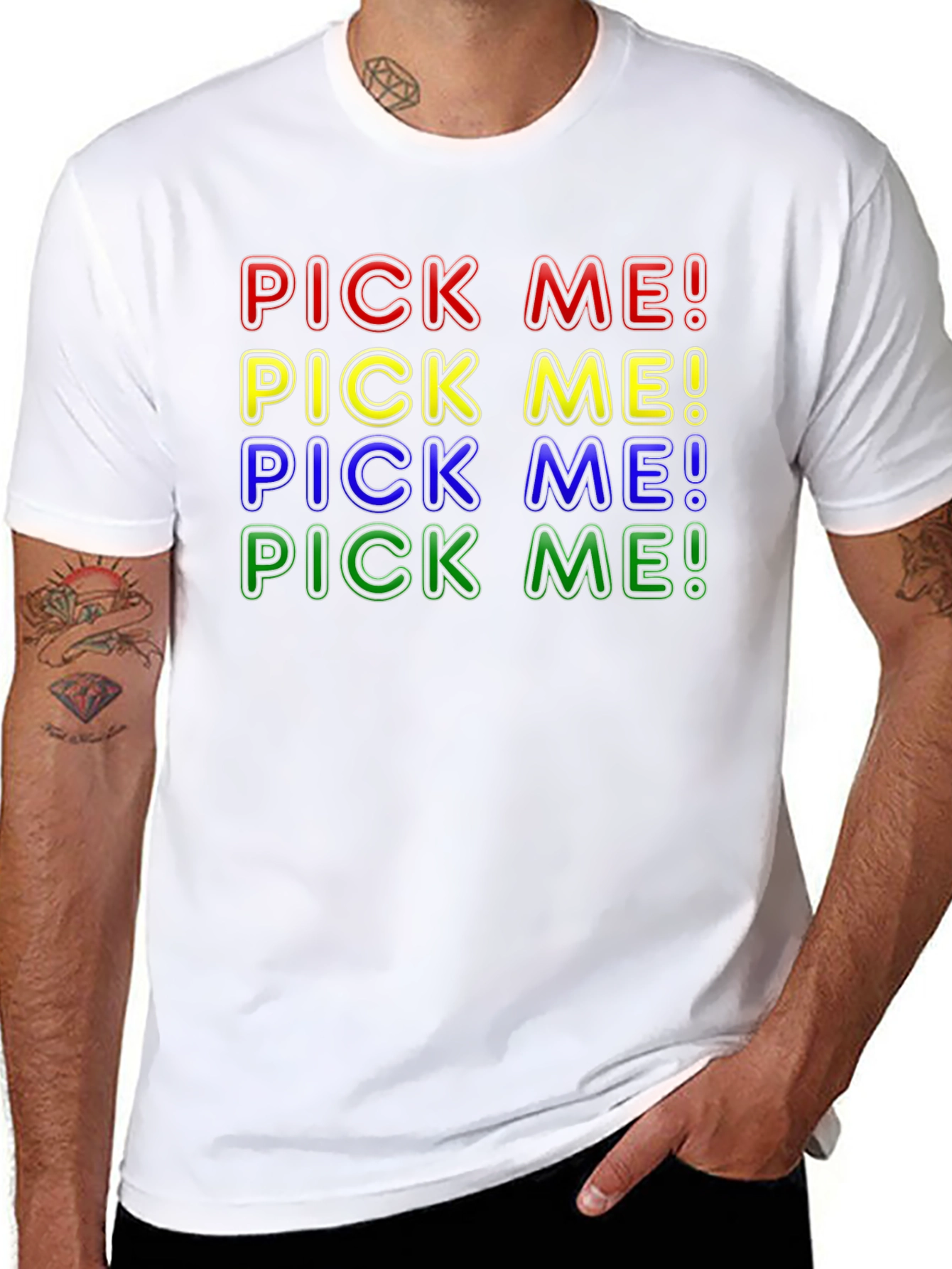 Black Pick Me! Graphic T-Shirt - Bold Colorful Design view 8