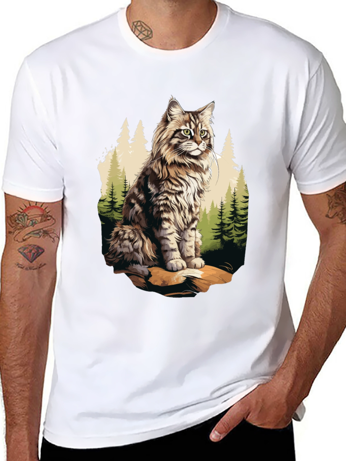 Black Cat in the Woods Graphic Tee view 8