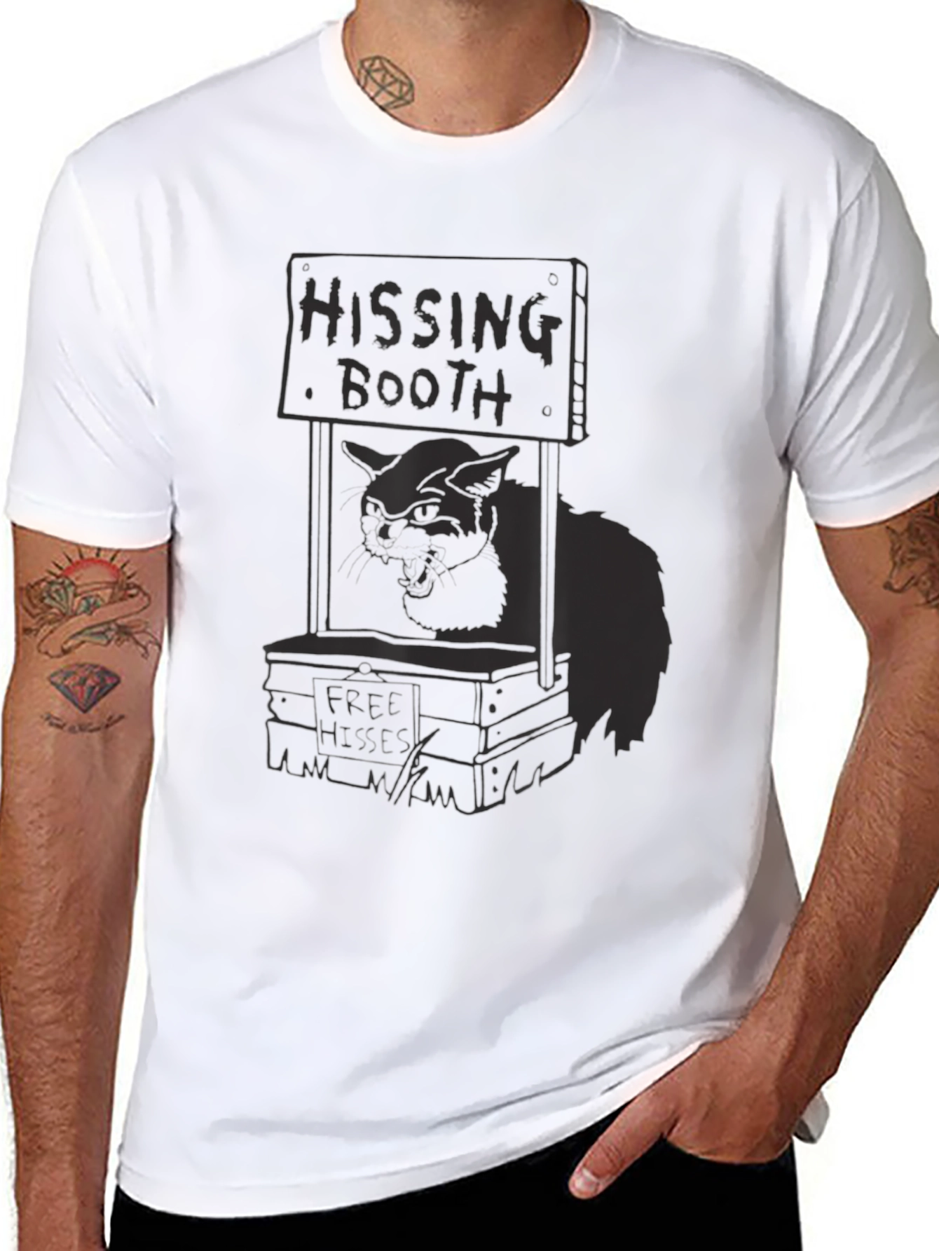 Black Hissing Booth Cat Graphic Tee - Black view 8