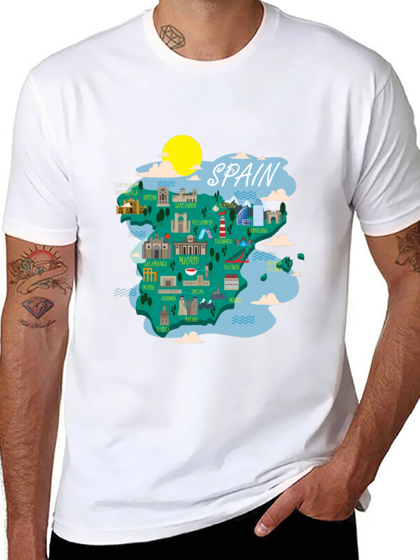 Spain Map Graphic Tee - Unique Travel Souvenir - 8
