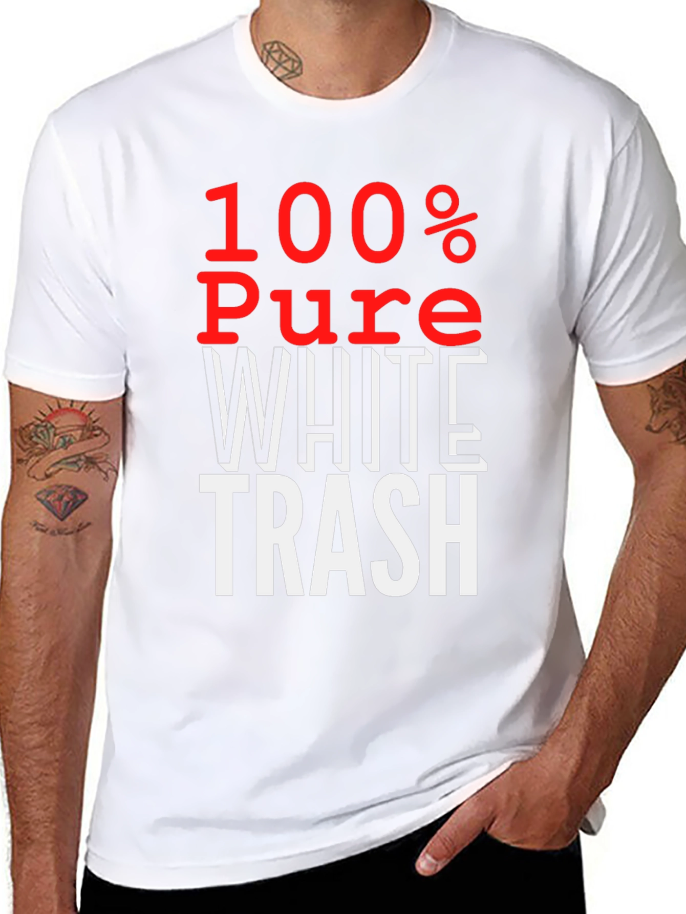 Black 100% Pure White Trash T-Shirt - Bold Statement Tee view 8