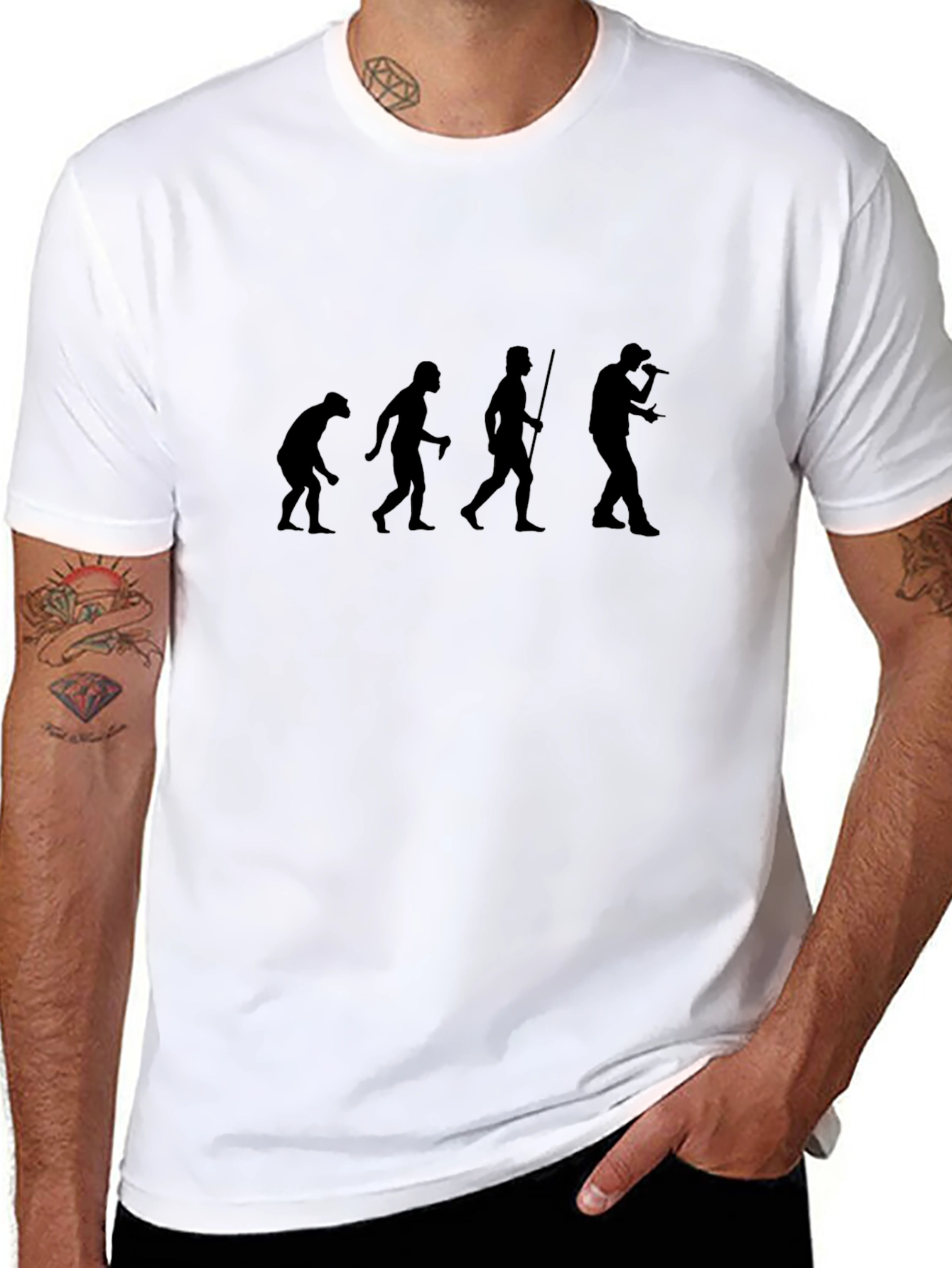 Black Evolution of Music T-Shirt - Black Cotton Tee view 8