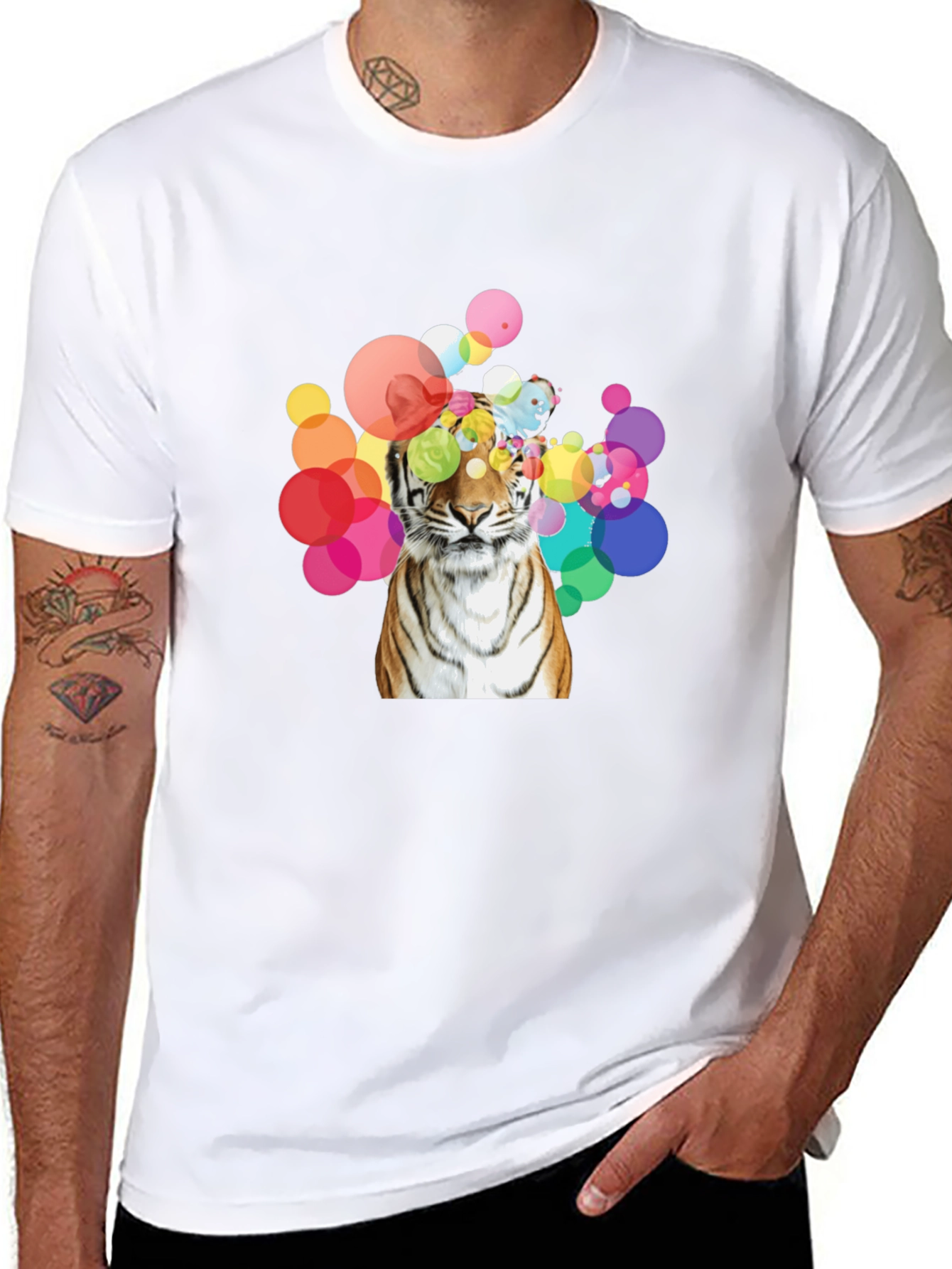 Tiger Bubbles Graphic Tee - Black Cotton T-Shirt - 8