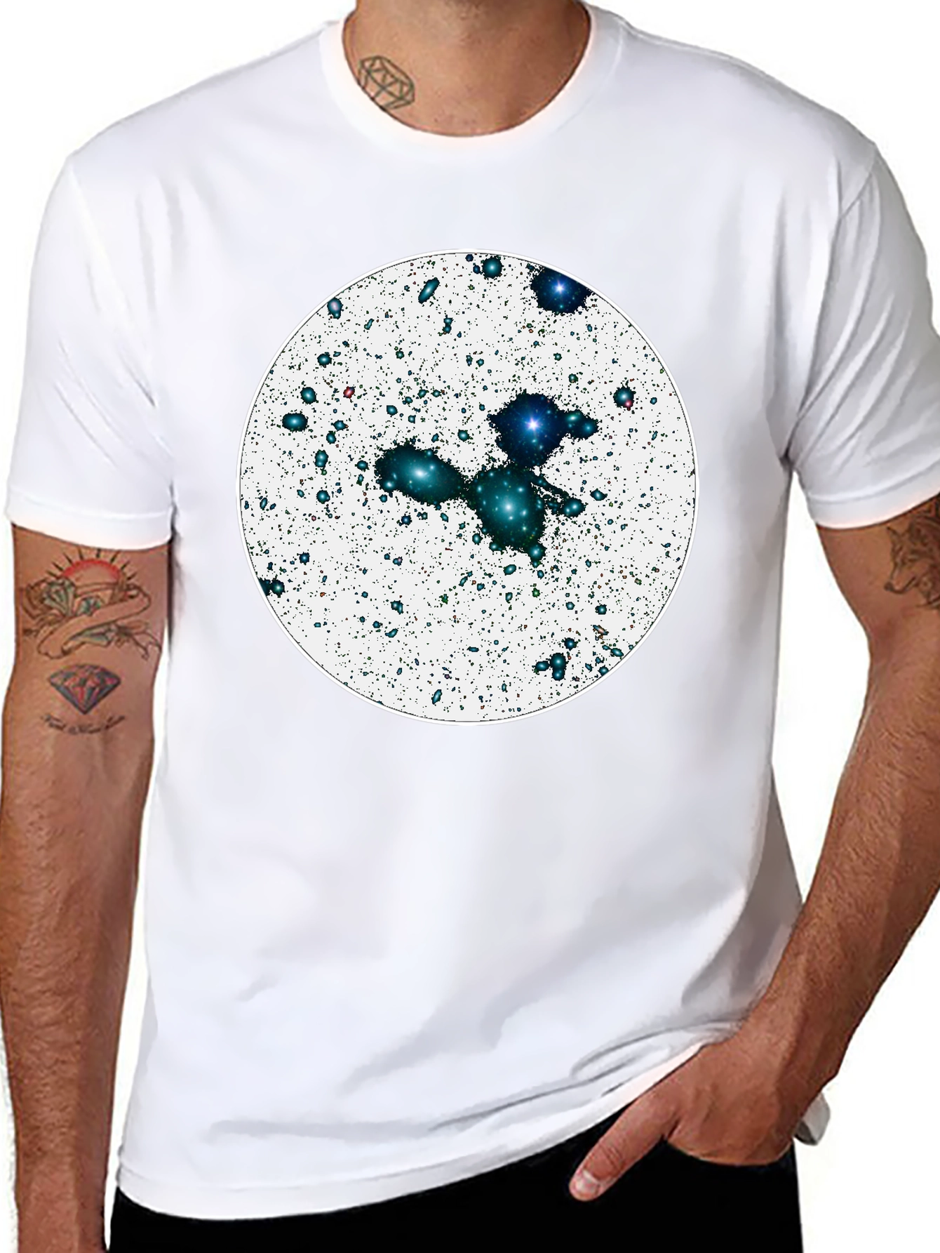 Black Cosmic Galaxy Graphic Tee - Black Cotton Blend view 8