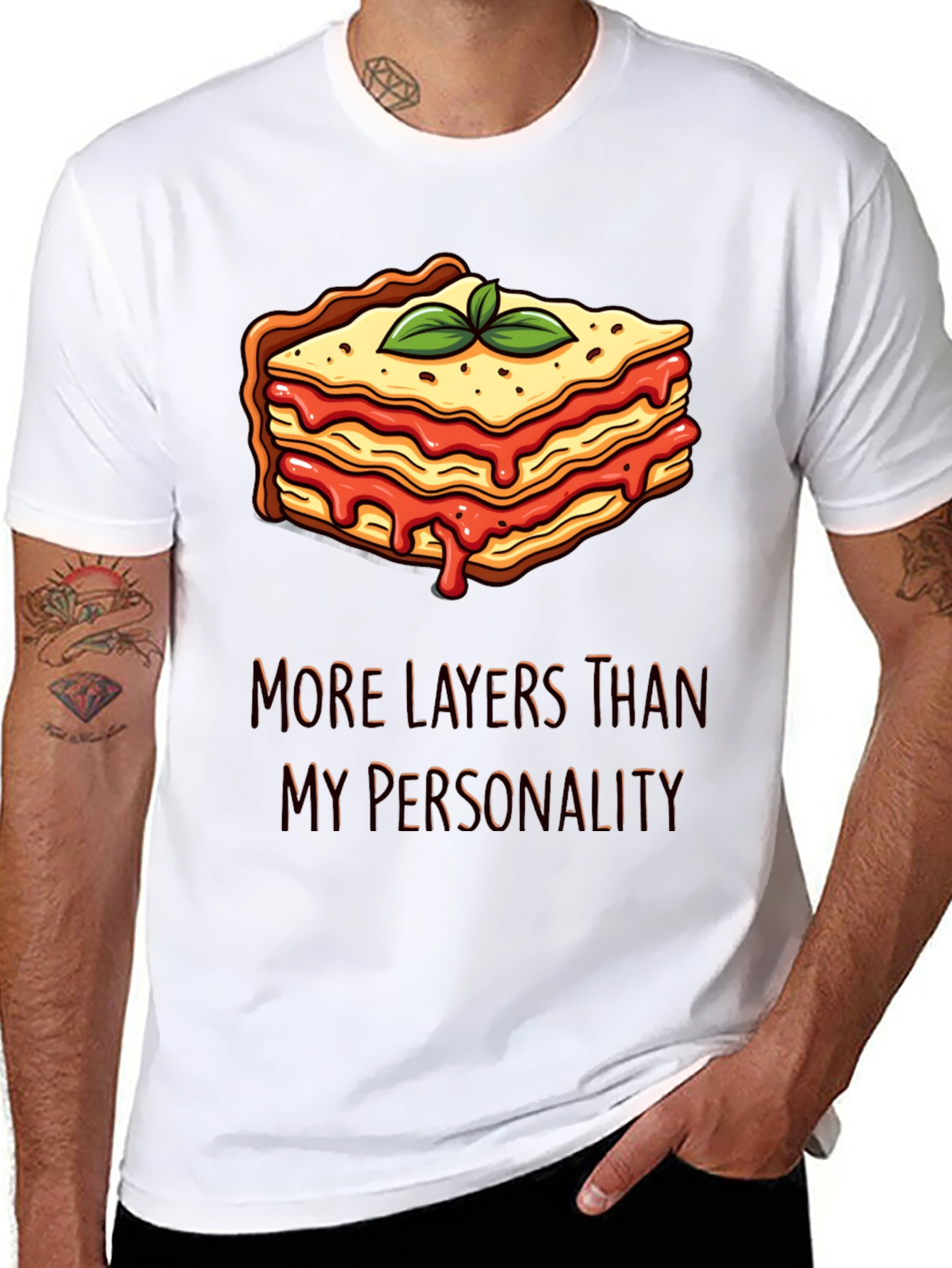 Black Lasagna Layers T-Shirt Funny Foodie Tee view 8