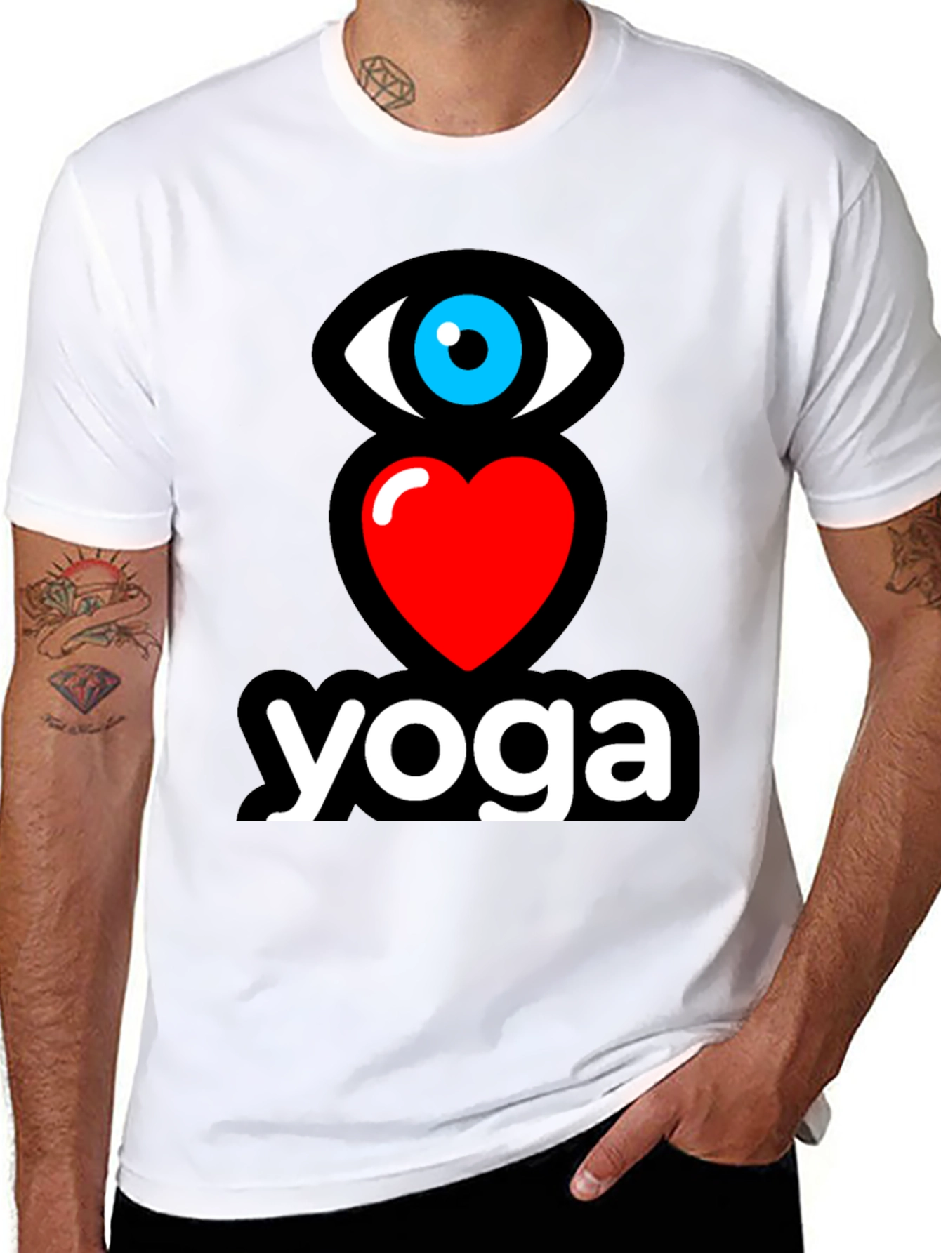 Black Eye Heart Yoga Black Graphic T-Shirt view 8