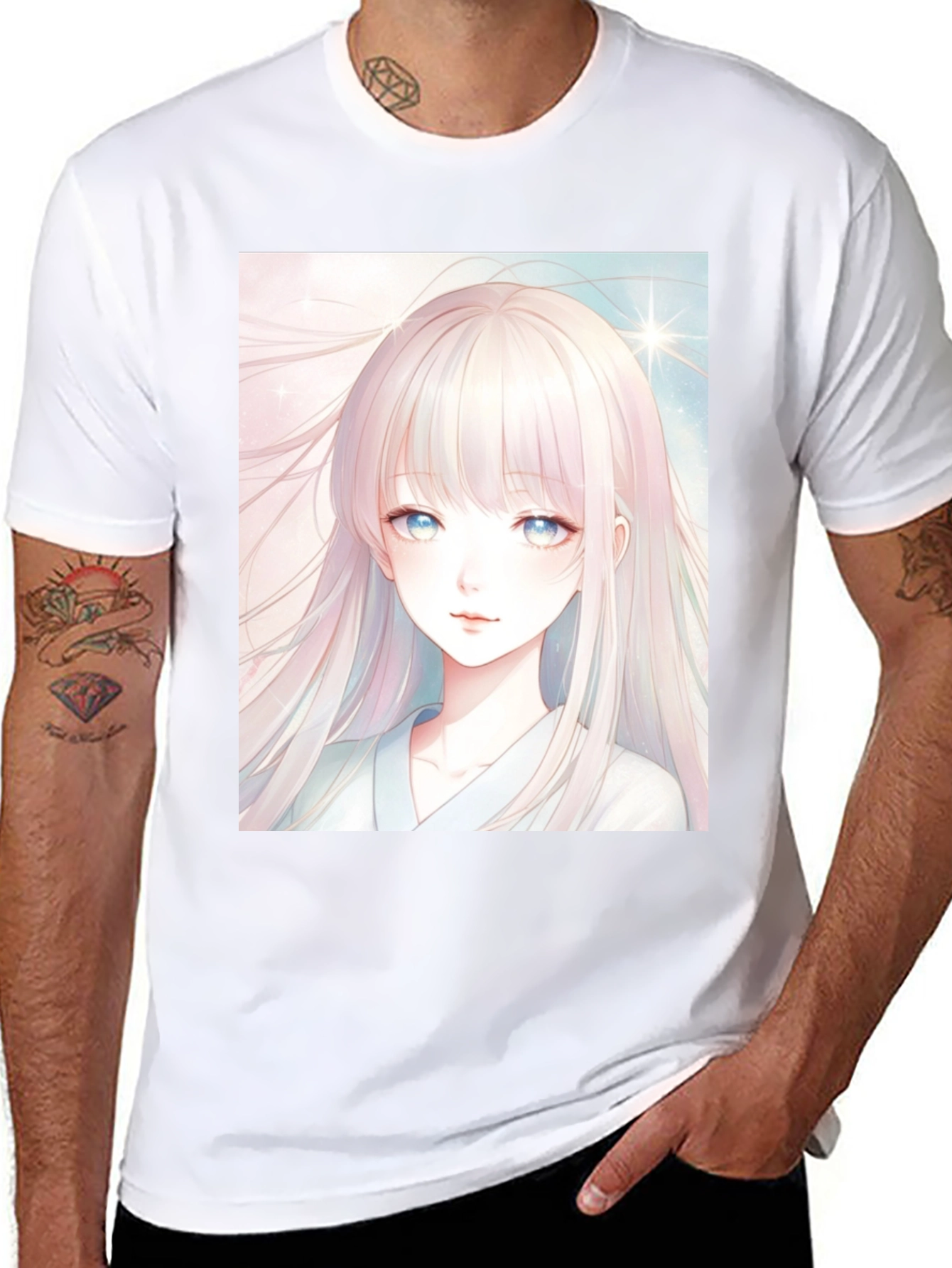 Black Anime Girl Graphic Black T-Shirt view 8