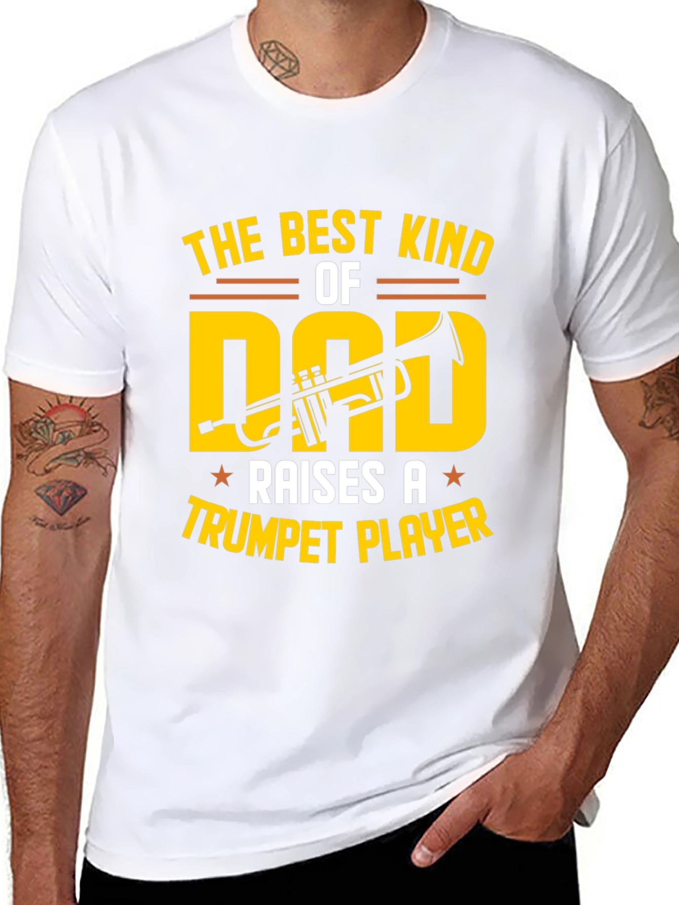 Black Best Kind of Dad Trumpet Player T-Shirt view 8