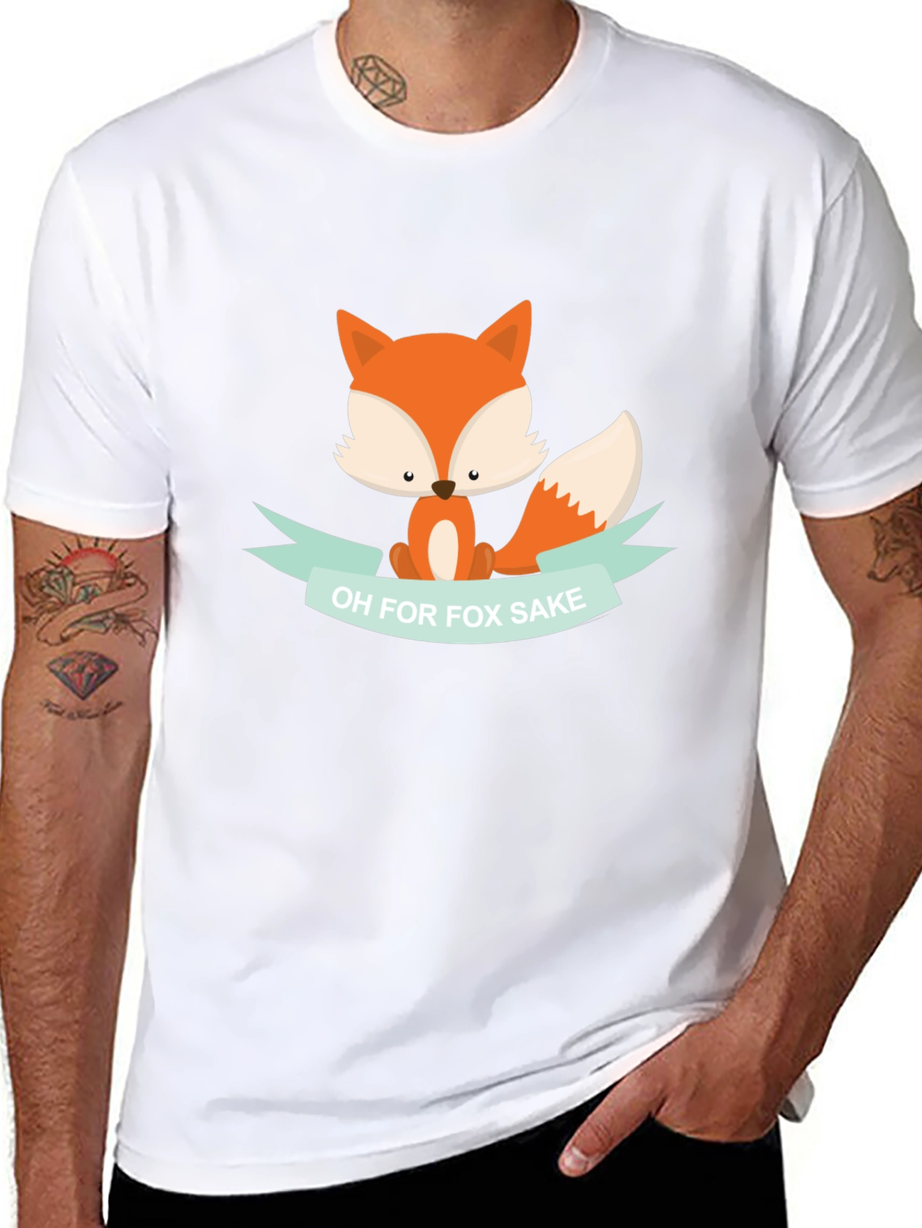 Black Funny Fox T-Shirt - Oh for Fox Sake! view 8