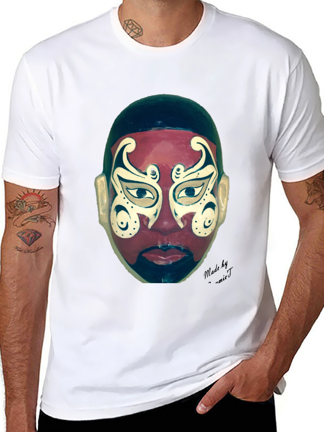 Black Unique Mask Graphic T-Shirt view 8