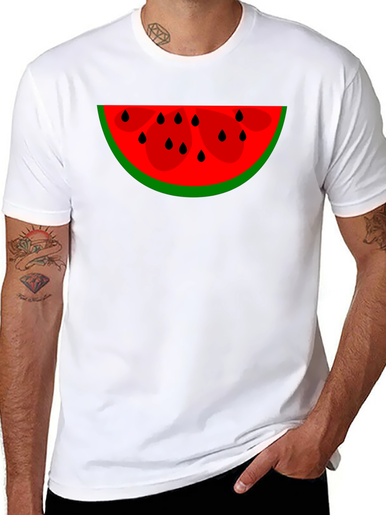 Black Watermelon Slice Graphic Tee - Black Cotton Blend view 8