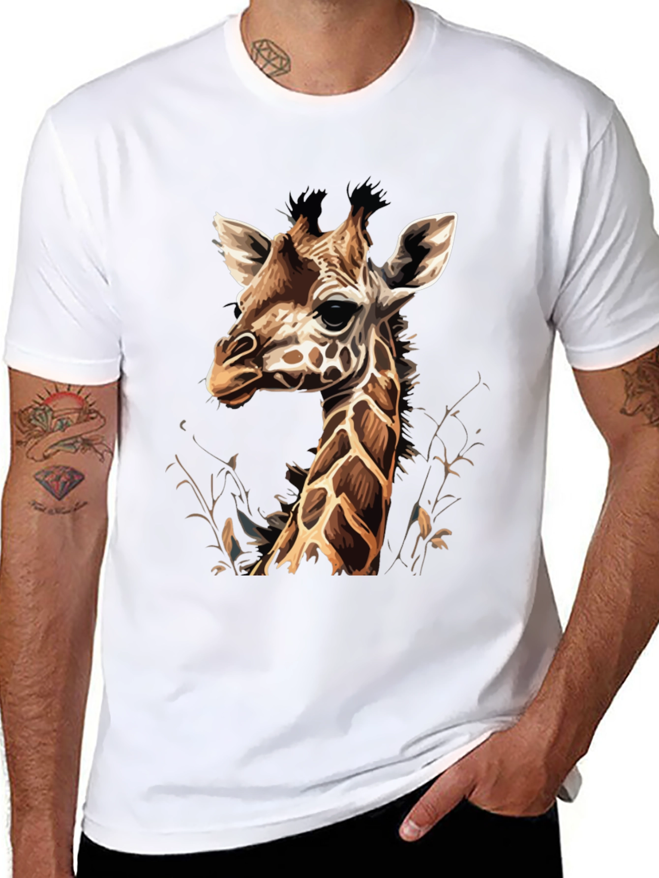 Black Giraffe Graphic Tee - Unique Animal Print T-Shirt view 8
