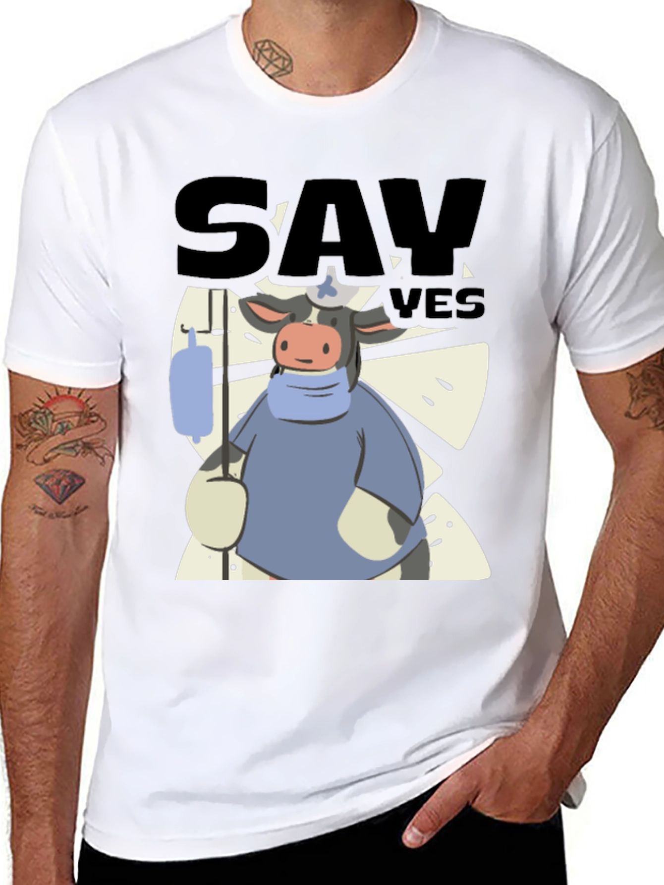 Black Say Yes Cow T-Shirt view 8