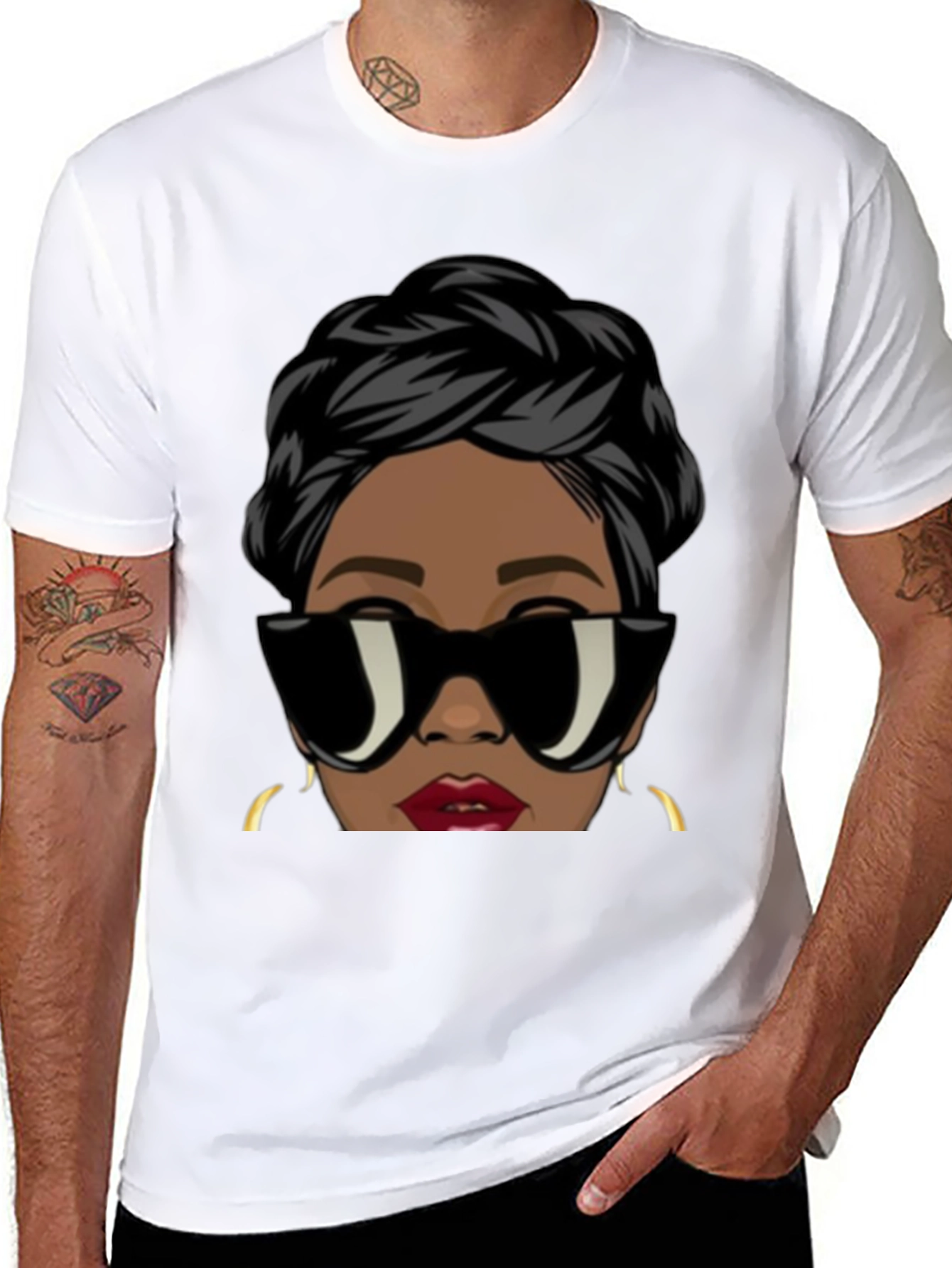 Black Stylish Woman Graphic Tee - Black view 8