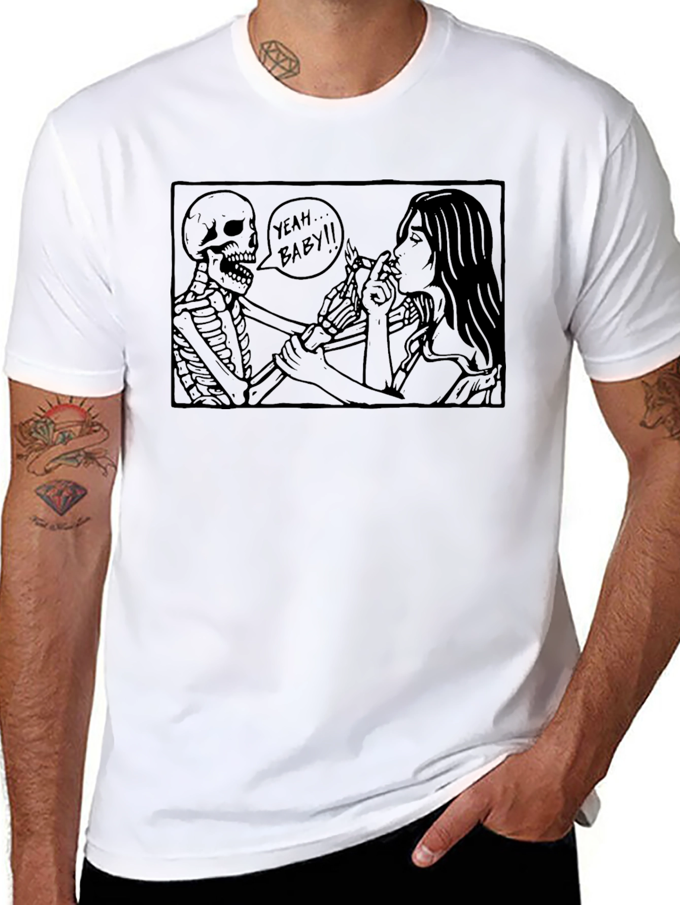 Black Skeleton Smoking T-Shirt - Yeah Baby! view 8