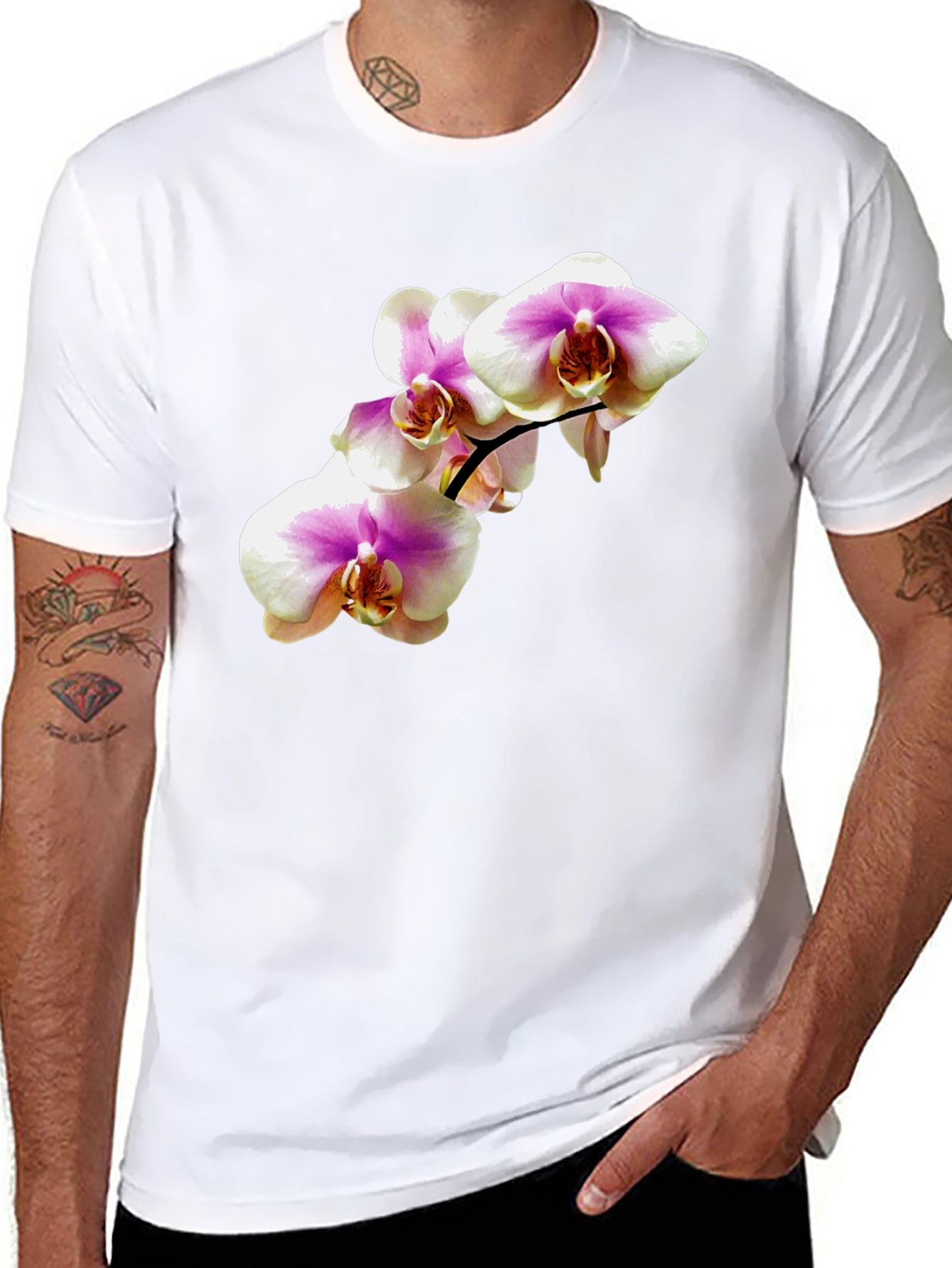 Black Orchid Flower Graphic Tee - Stylish Casual Wear view 8