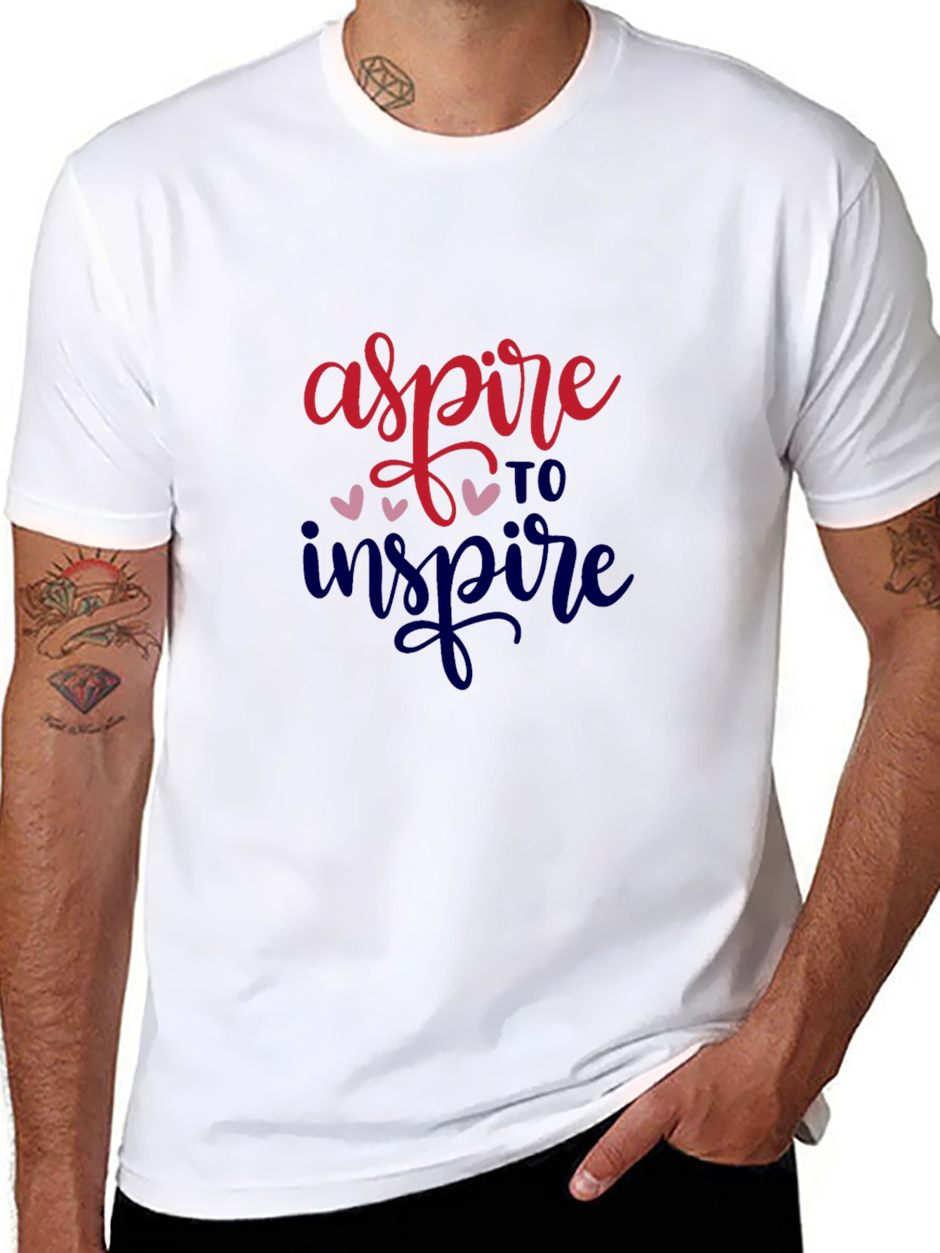 Black Aspire to Inspire Graphic Tee - Motivational Shirt view 8