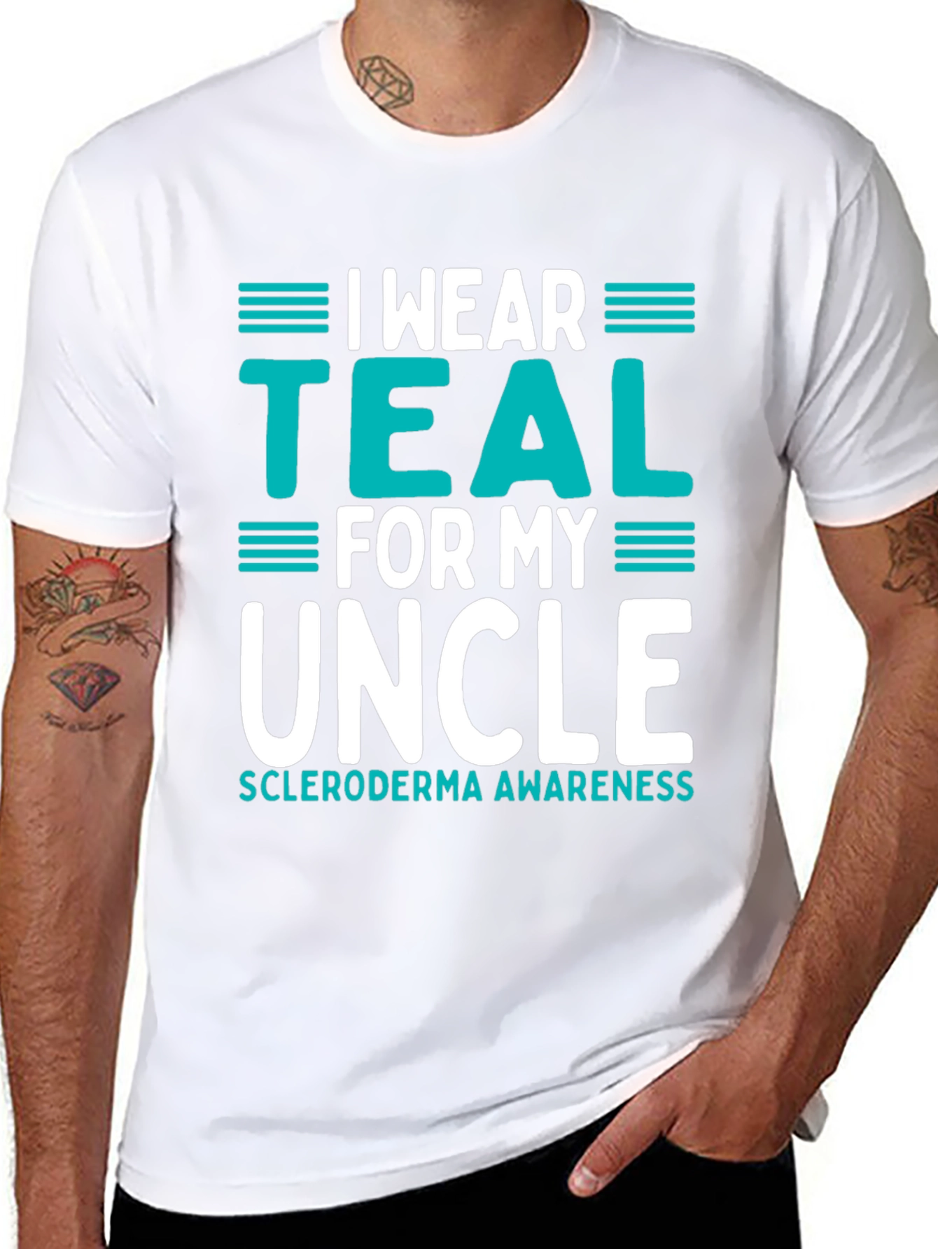 Black I Wear Teal For My Uncle T-Shirt Scleroderma Awareness Tee view 8