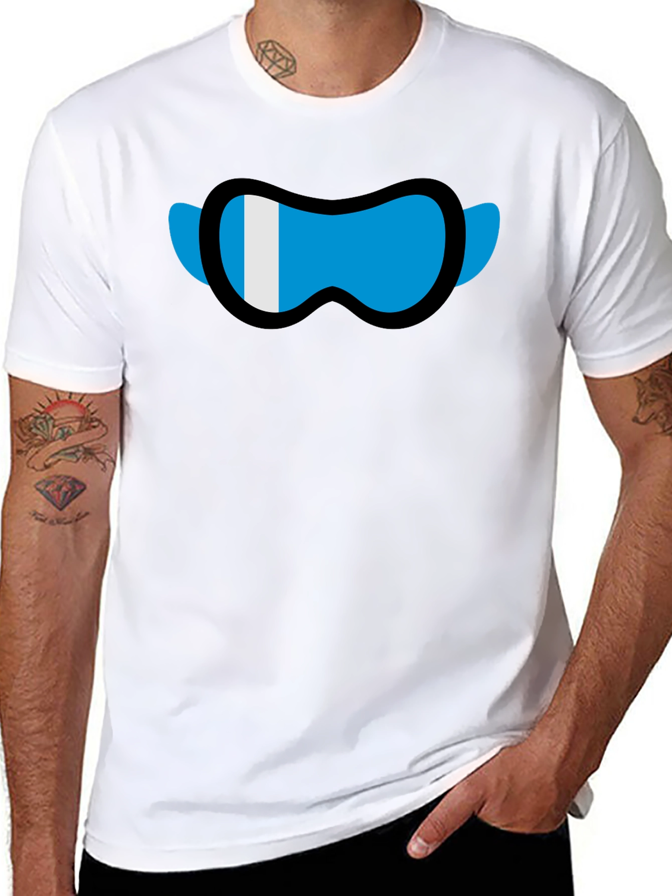 Black Cool Graphic Tee - Ski Goggles Design view 8