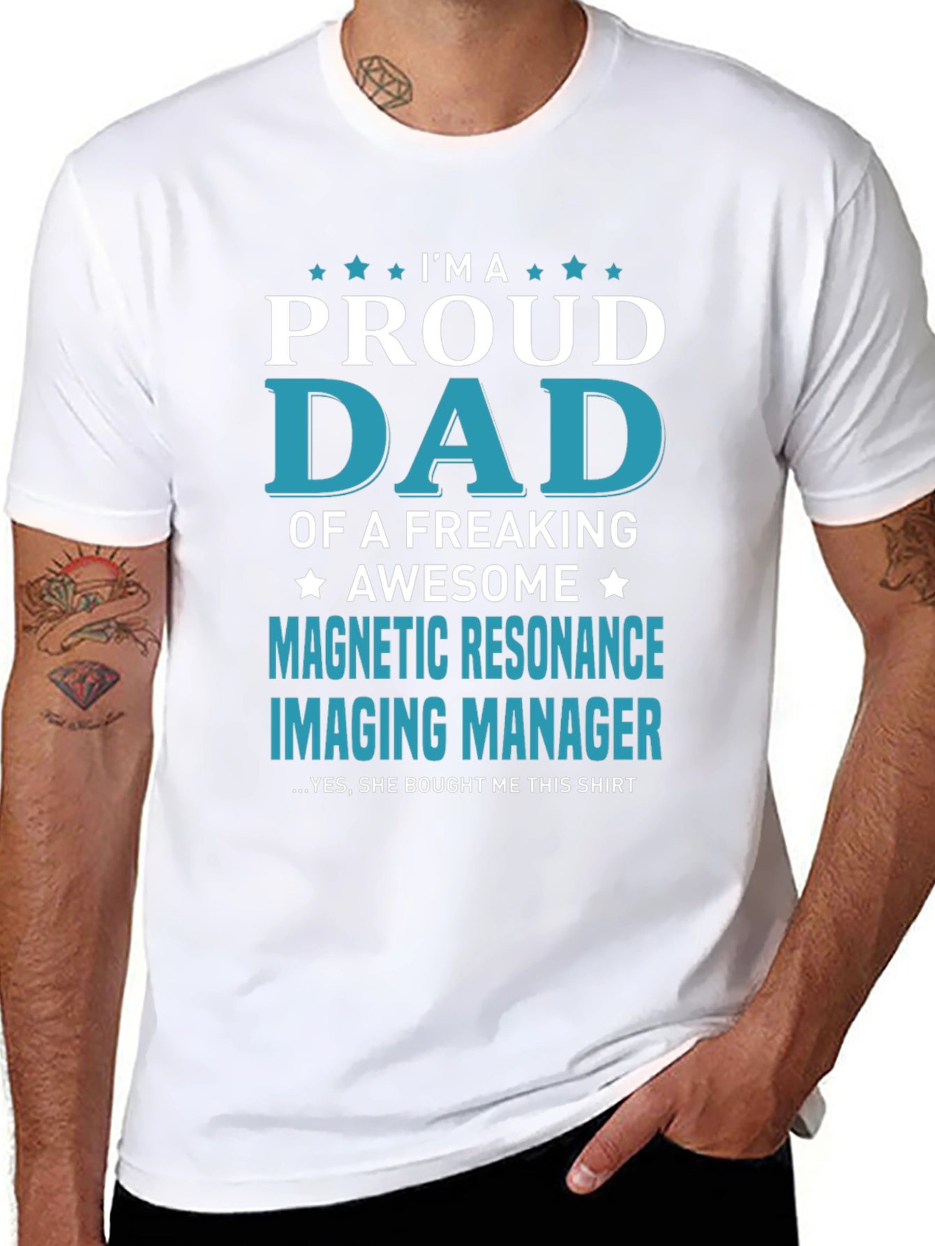 Black Proud Dad Magnetic Resonance Imaging Manager T-Shirt view 8