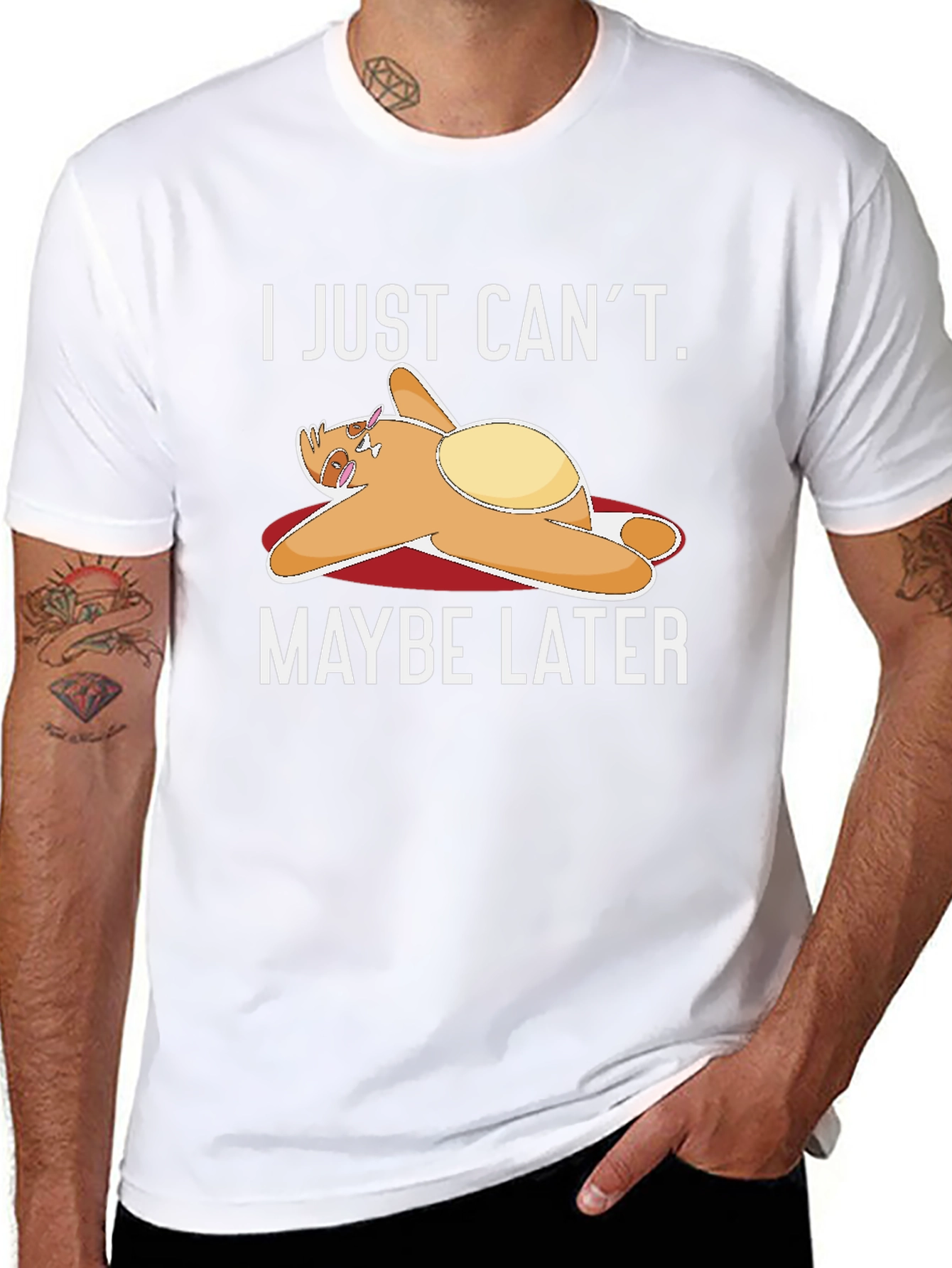 Black Lazy Sloth T-Shirt - "I Just Can't. Maybe Later" view 8