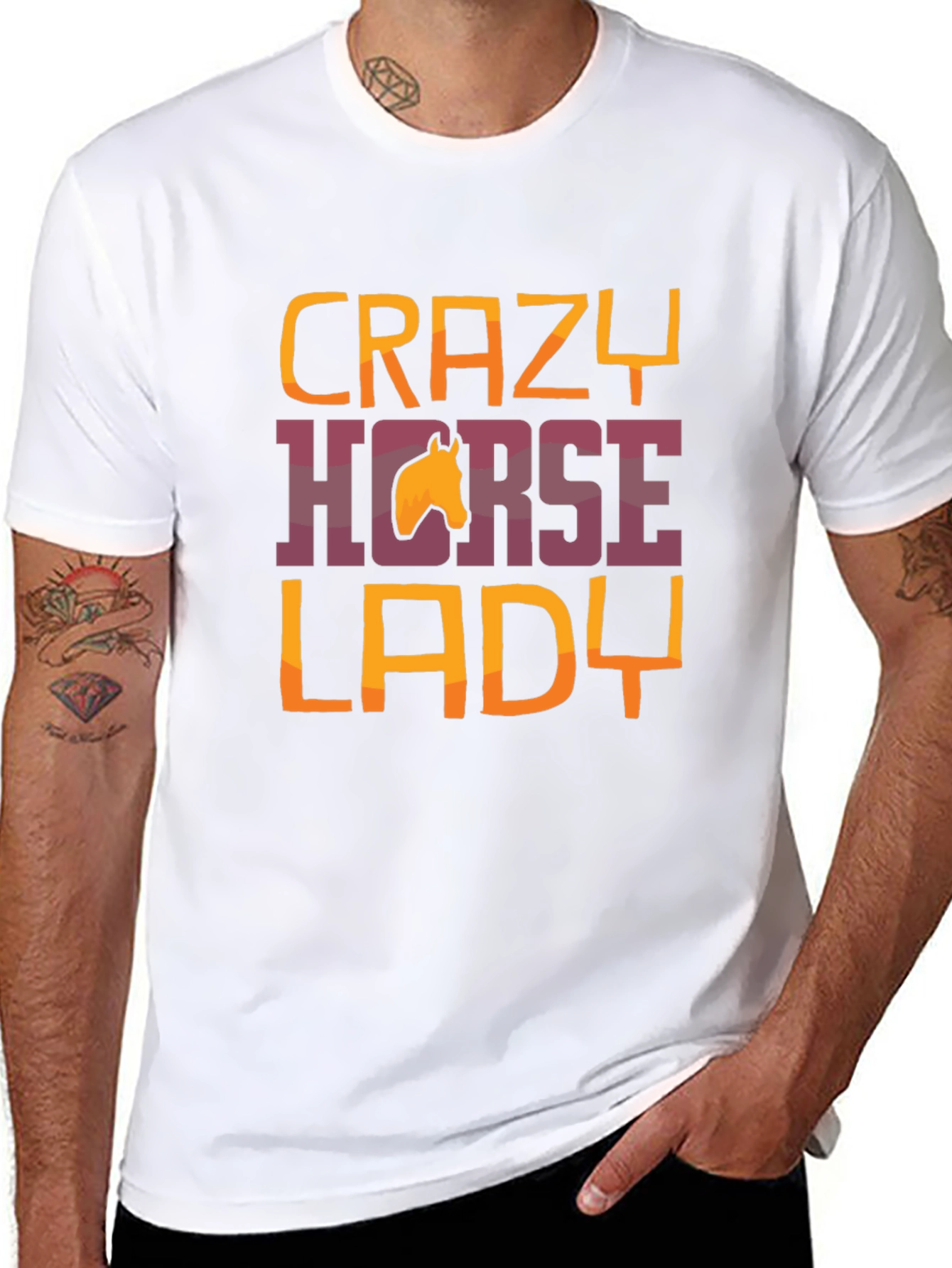 Black Crazy Horse Lady Graphic Tee - Unisex Black T-Shirt view 8