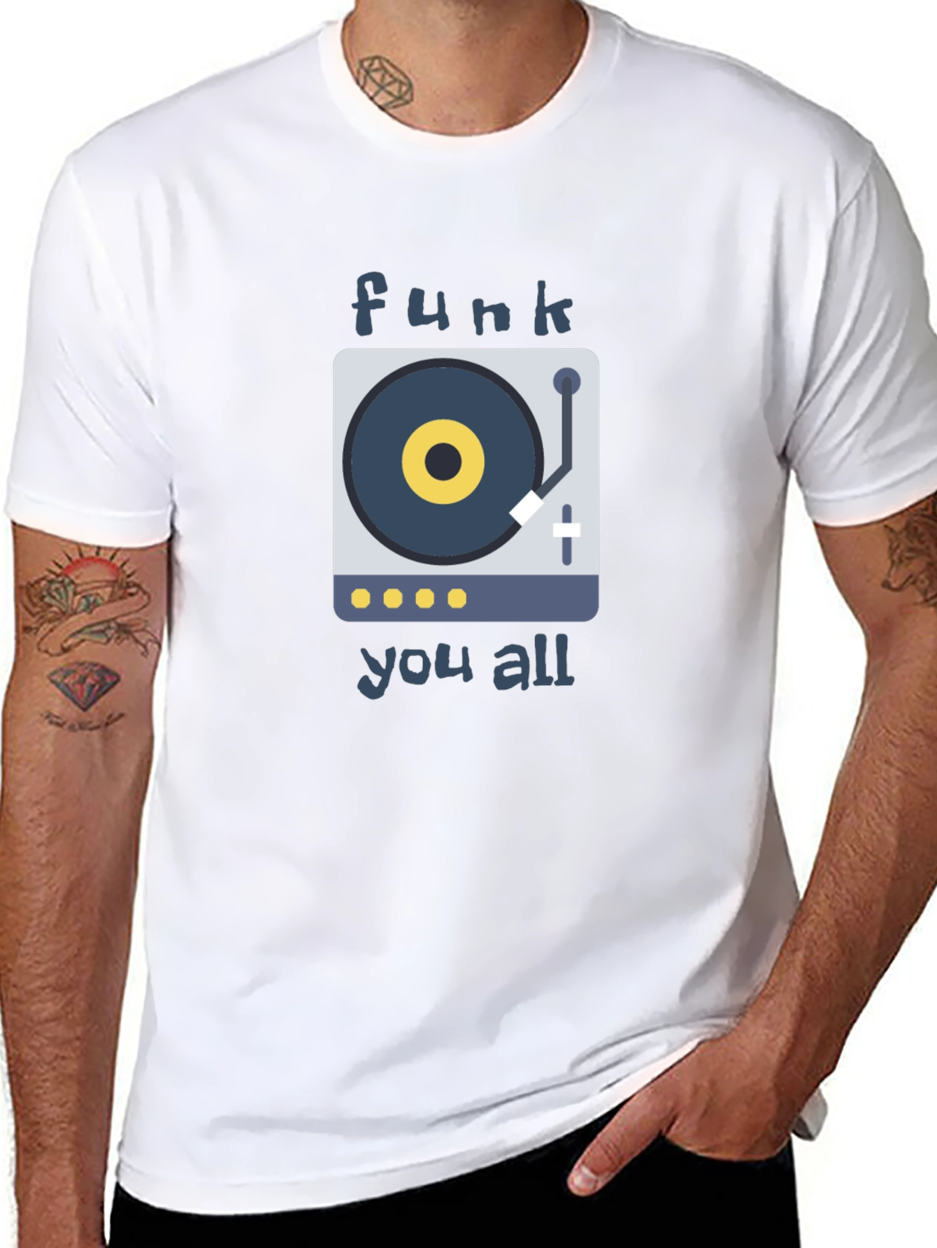 Black Funk You All T-Shirt: Retro DJ Style view 8