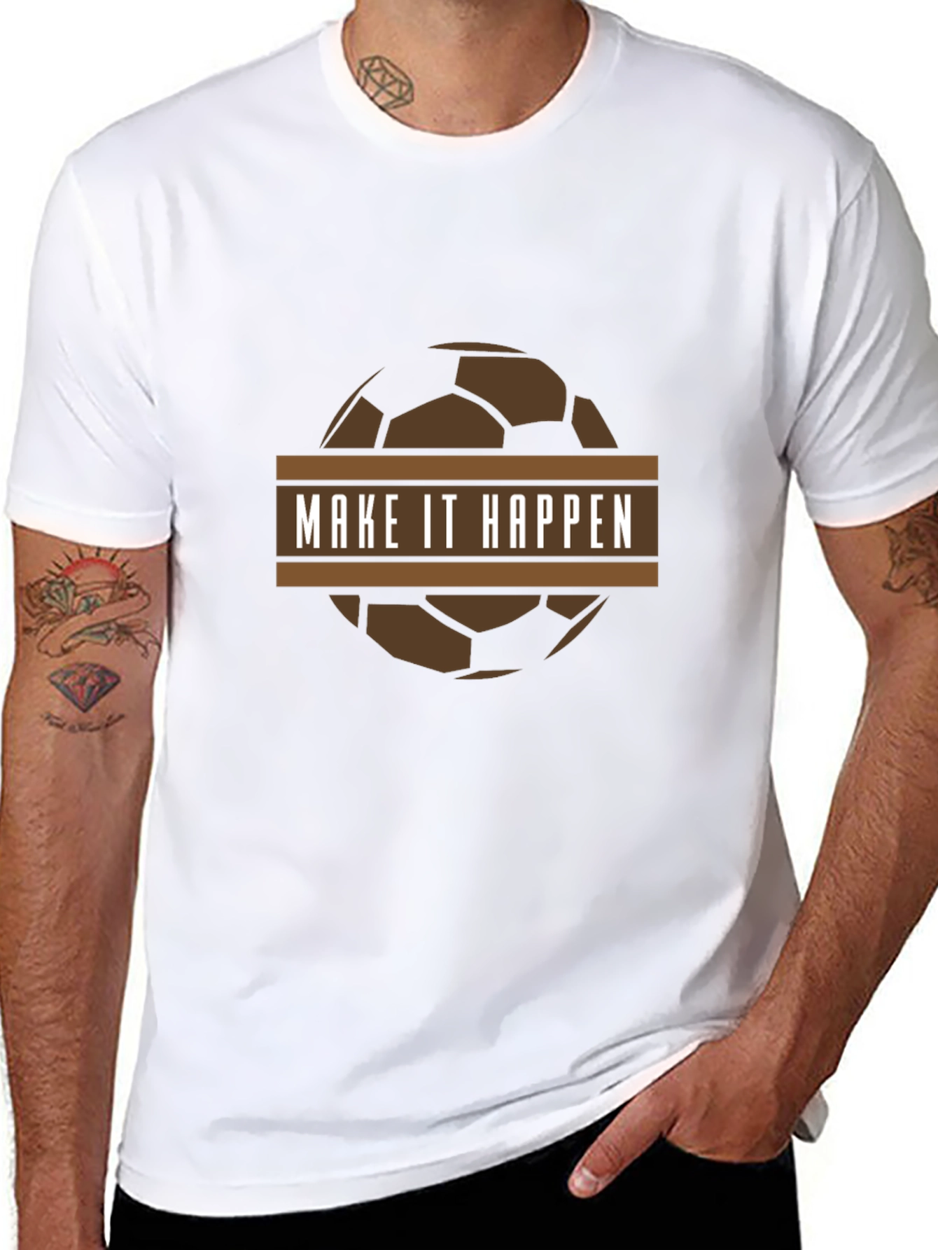Black Make It Happen Soccer Ball Graphic T-Shirt view 8