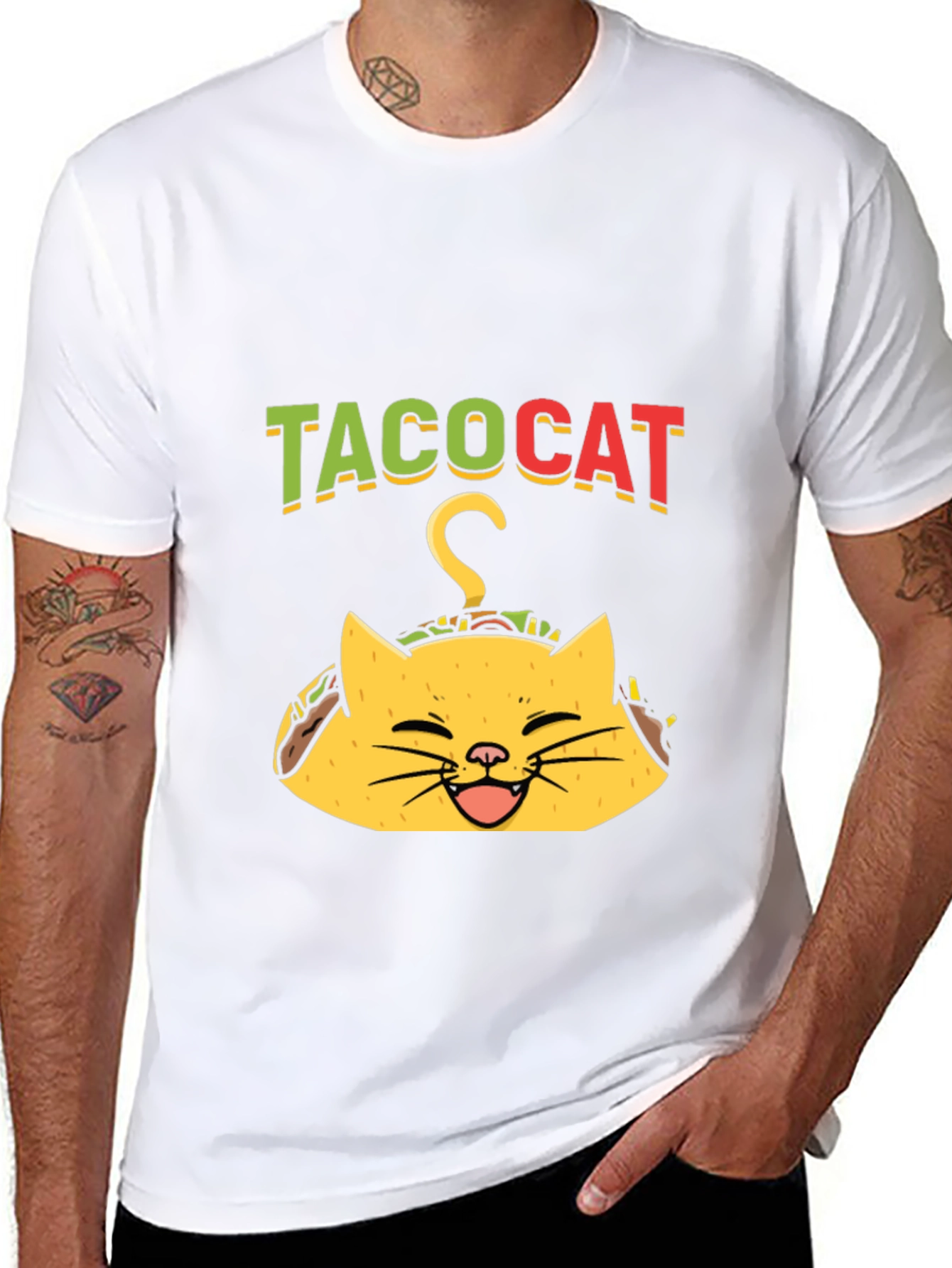 Black Taco Cat Graphic Tee - Funny Black T-Shirt view 8