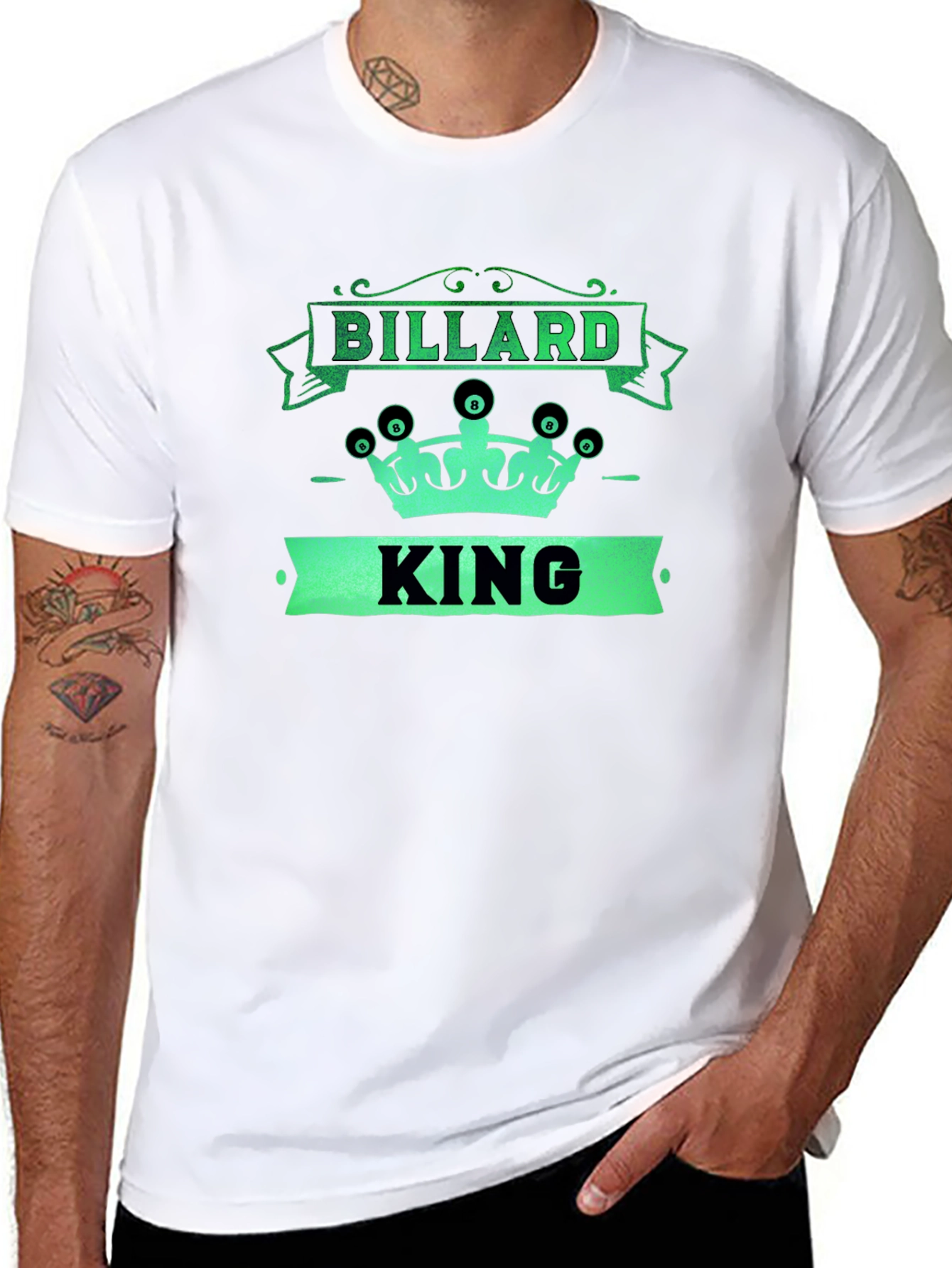 Black Billard King Black T-Shirt - Unique Design view 8