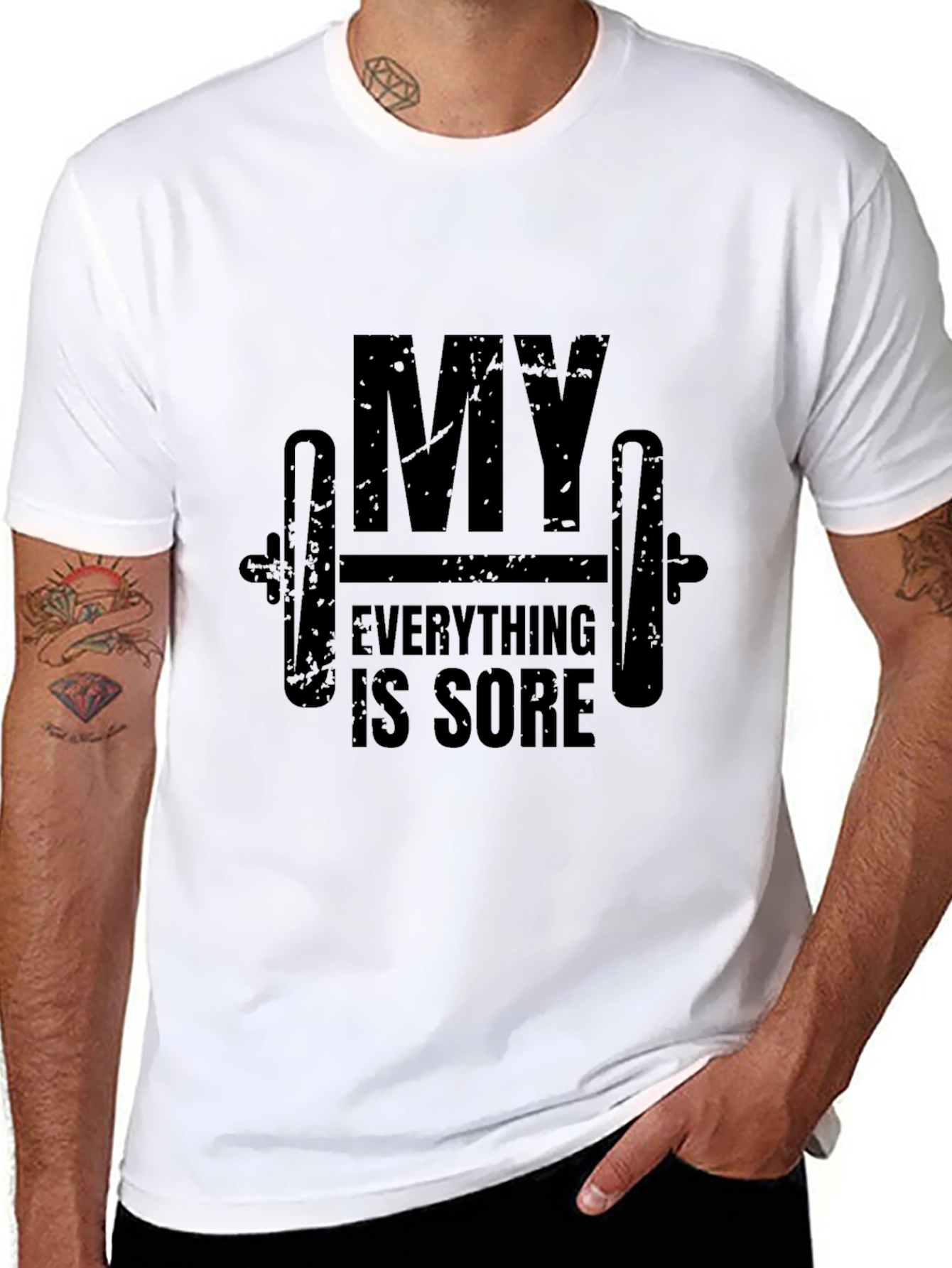 Black My Everything is Sore Funny Gym Workout T-Shirt view 8
