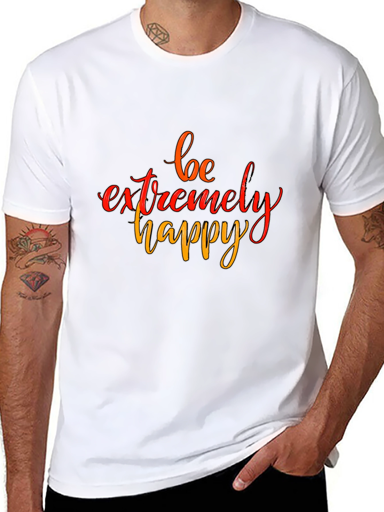 Black Be Extremely Happy Graphic Tee - Black view 8