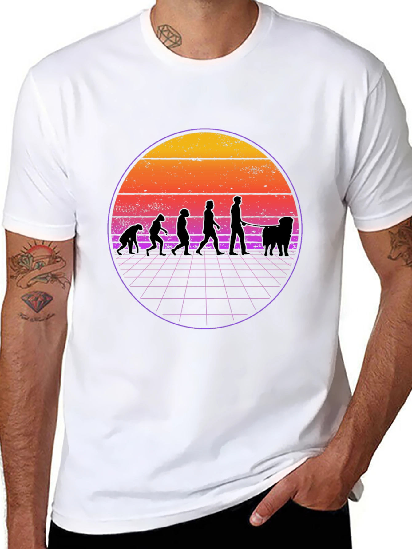 Black Retro Dog Evolution T-Shirt view 8
