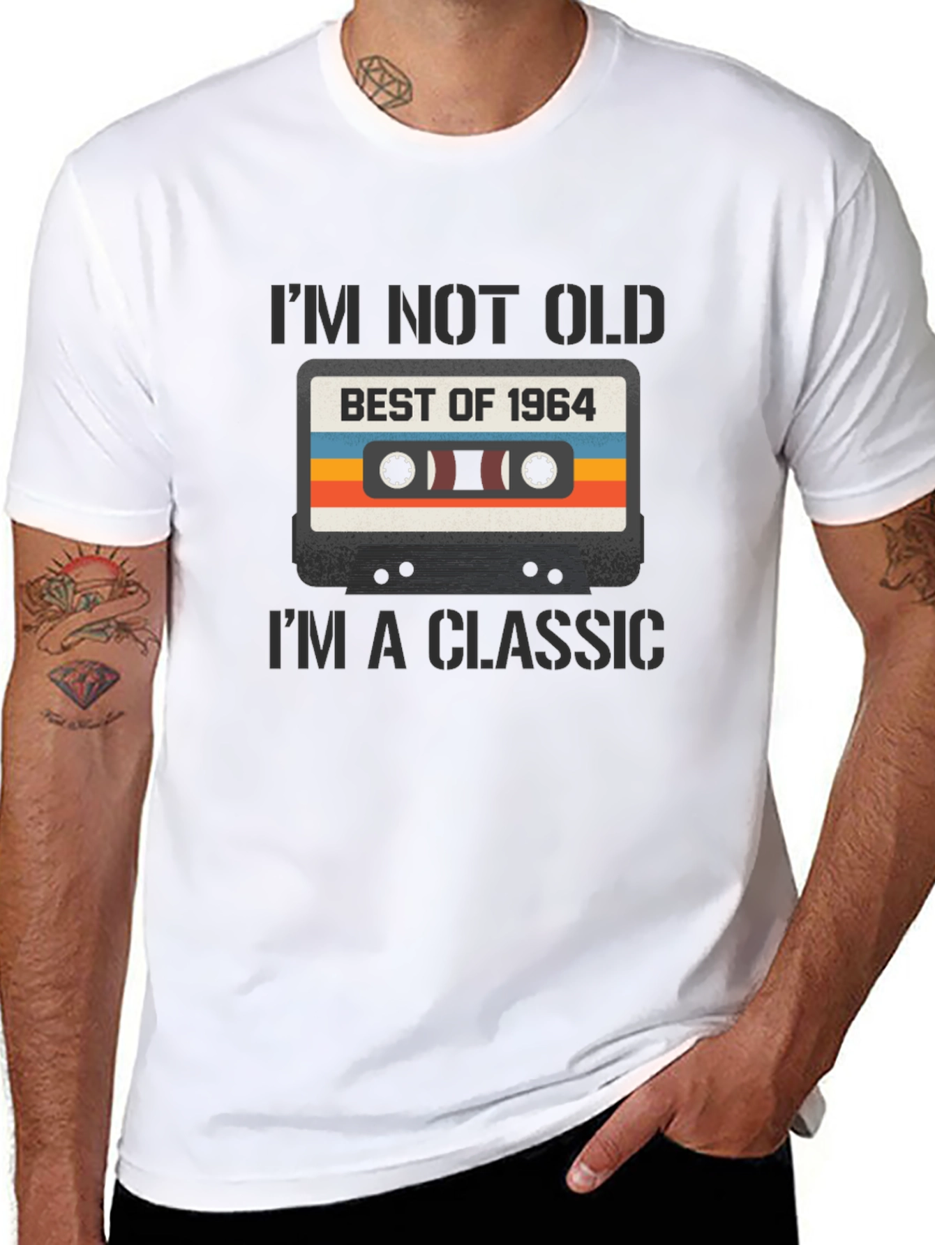 Black I'm Not Old I'm a Classic 1964 Cassette Tape T-Shirt view 8