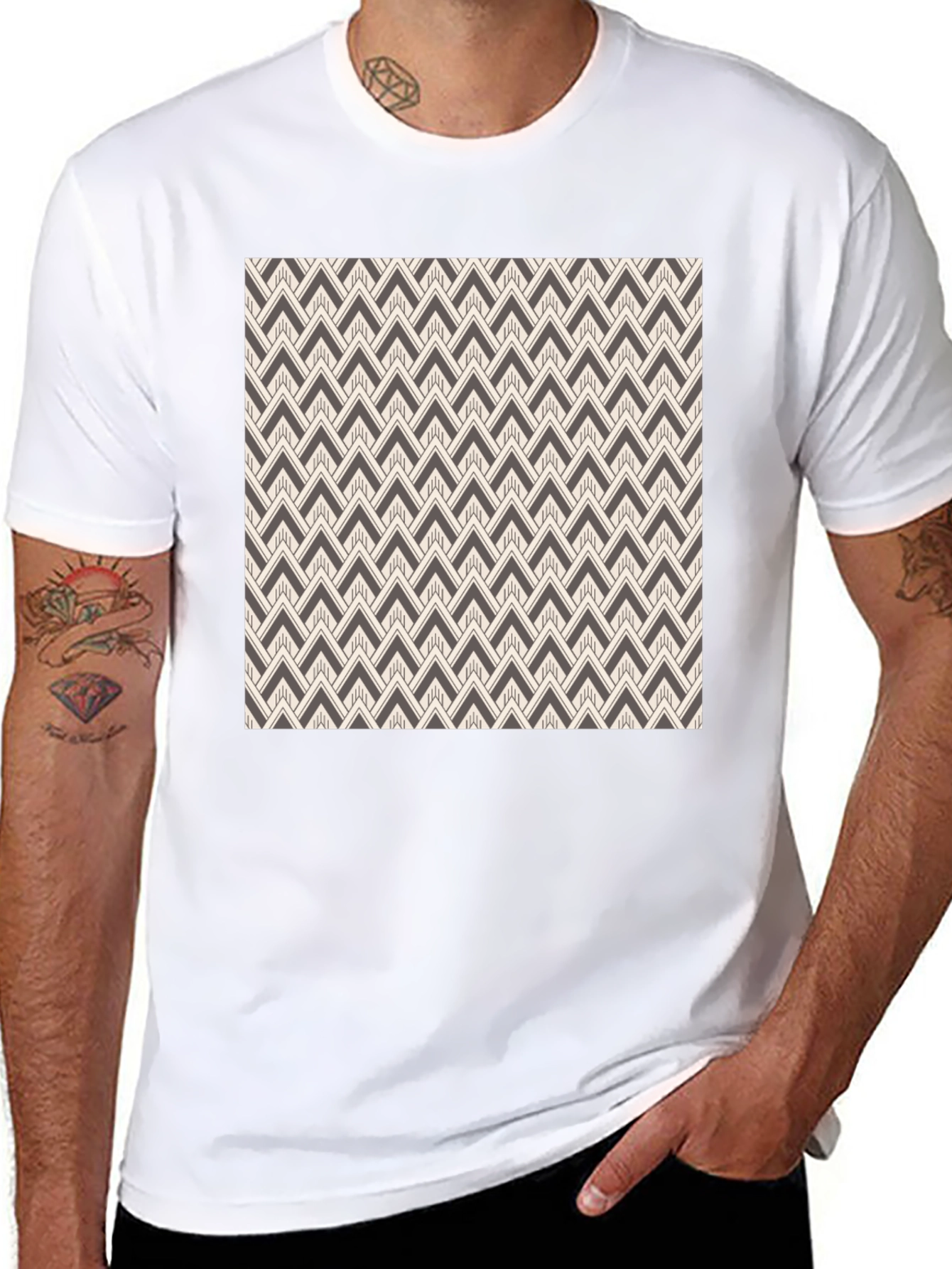 Black Abstract Pattern Black Tee view 8