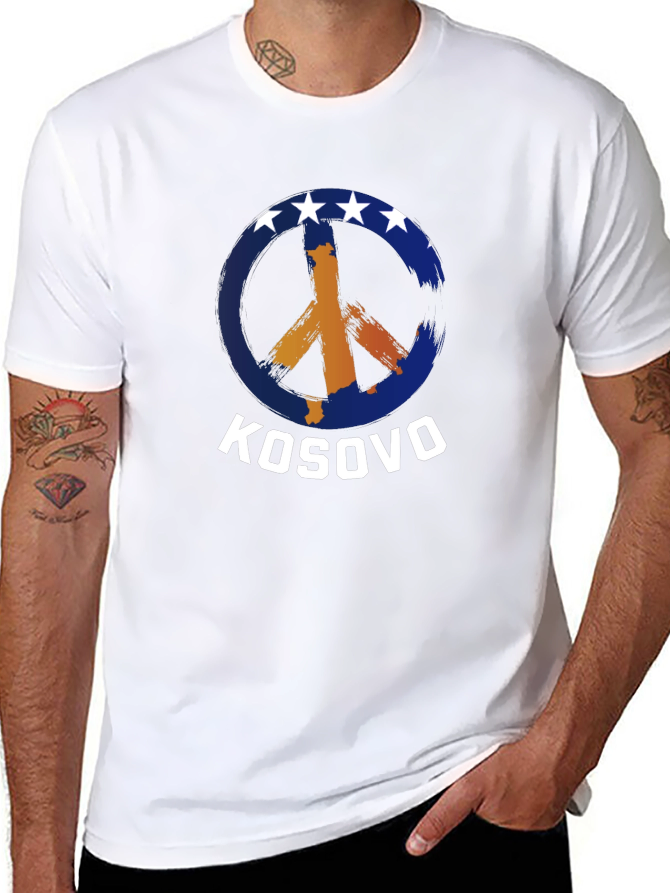 Kosovo Peace Sign Graphic T-Shirt - 8