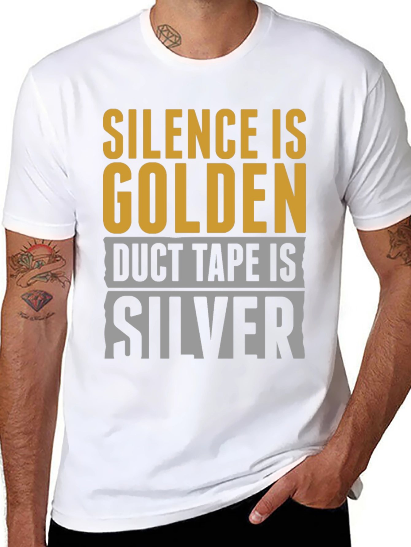 Black Silence is Golden, Duct Tape is Silver T-Shirt view 8