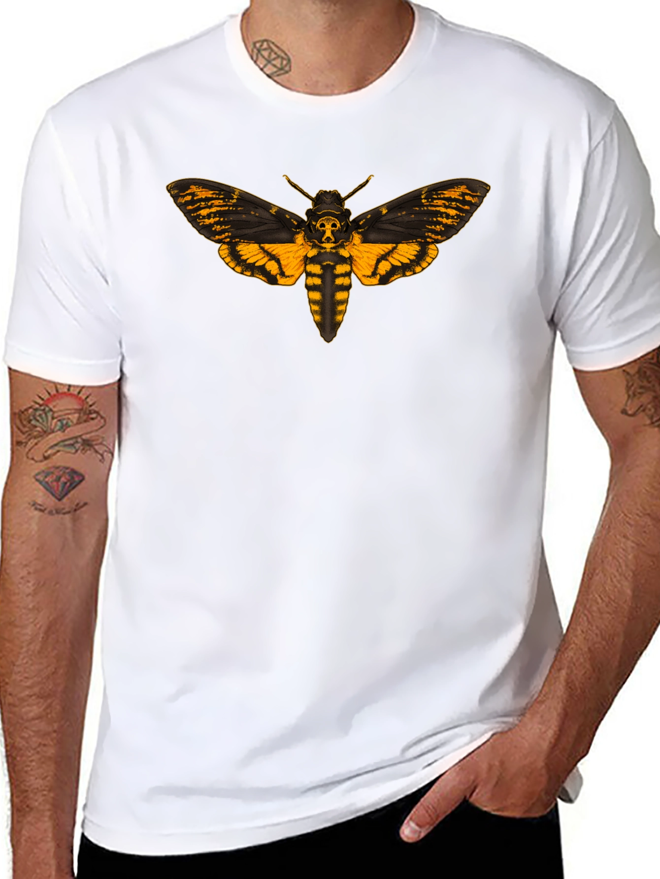 Black Death's Head Moth Graphic Tee - Black view 8