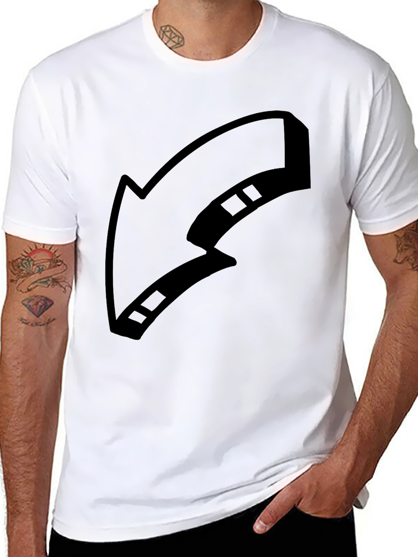 Black Black T-Shirt with Arrow Graphic Print view 8