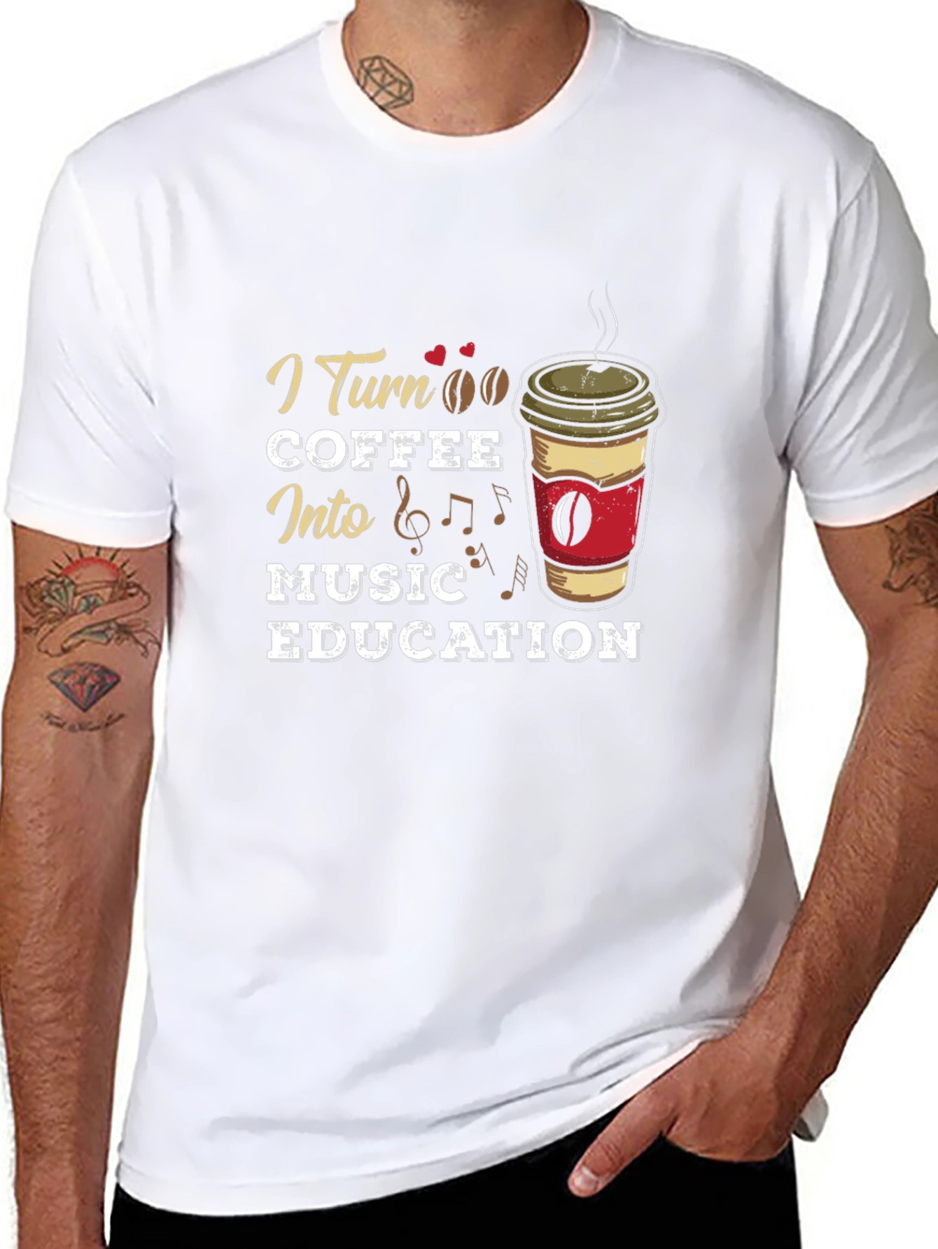 Black I Turn Coffee Into Music Education T-Shirt view 8