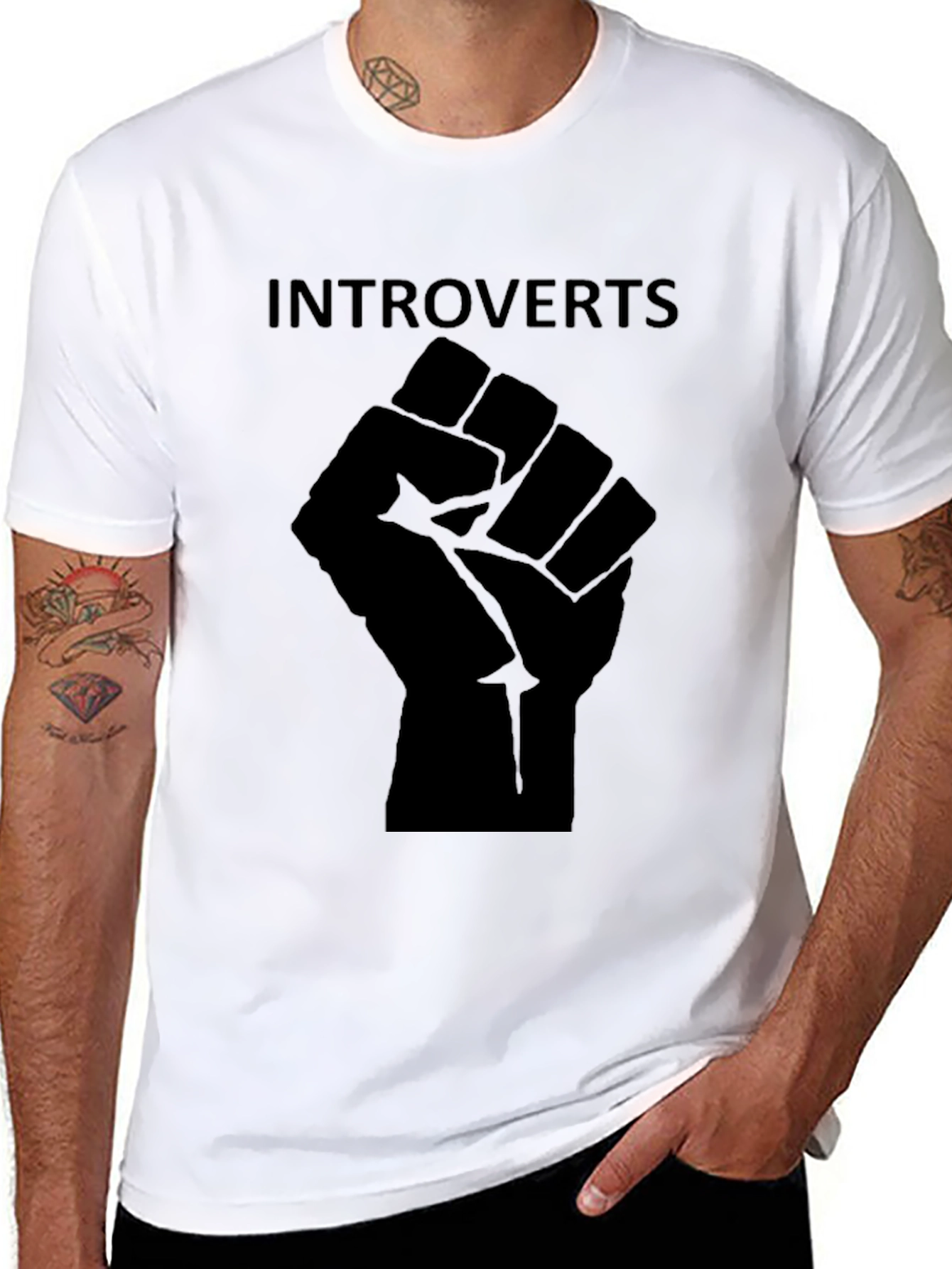 Black Introverts Unite Black Graphic Tee view 8