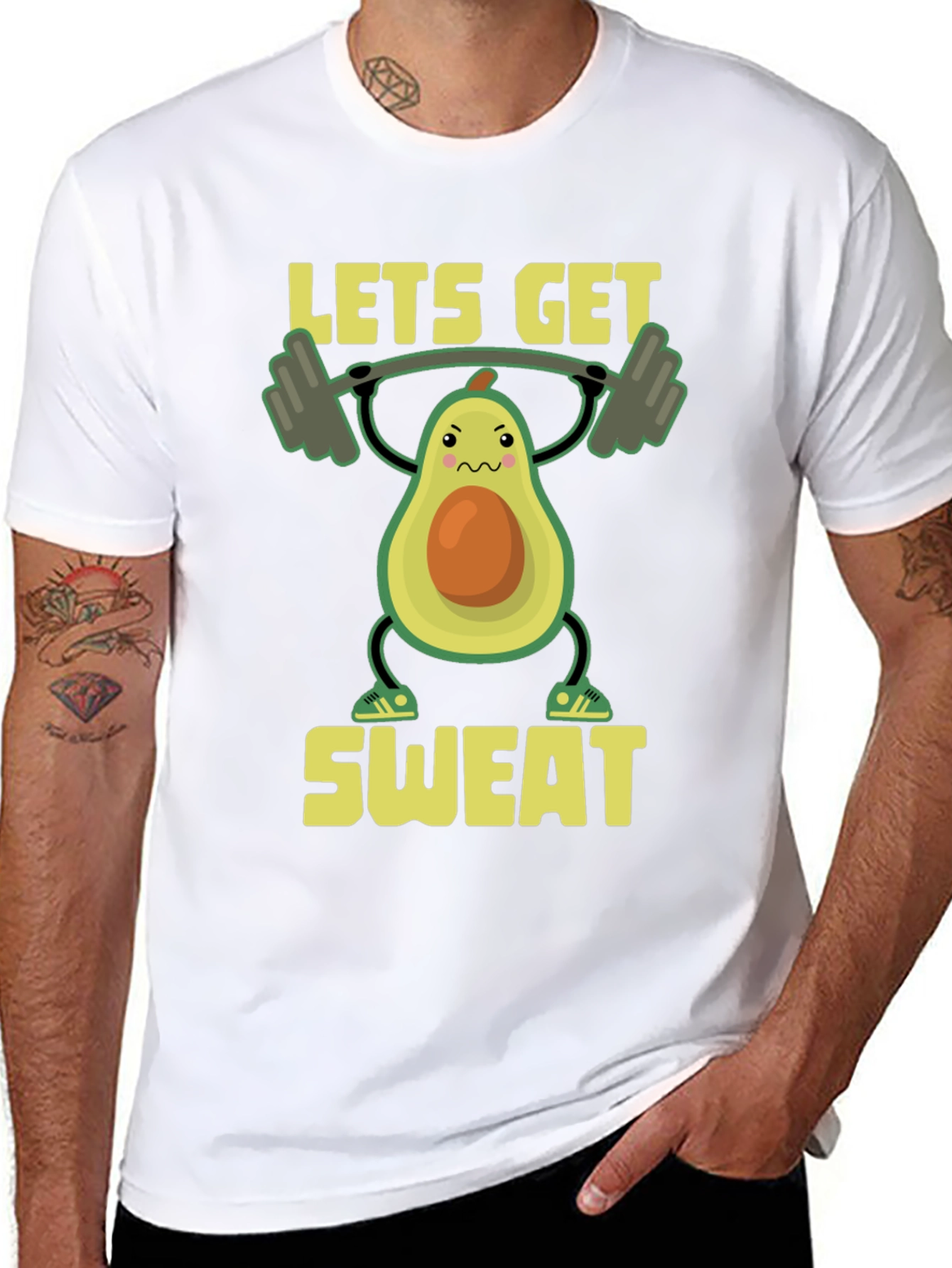 Black Funny Workout Avocado T-Shirt - Let's Get Sweat! view 8