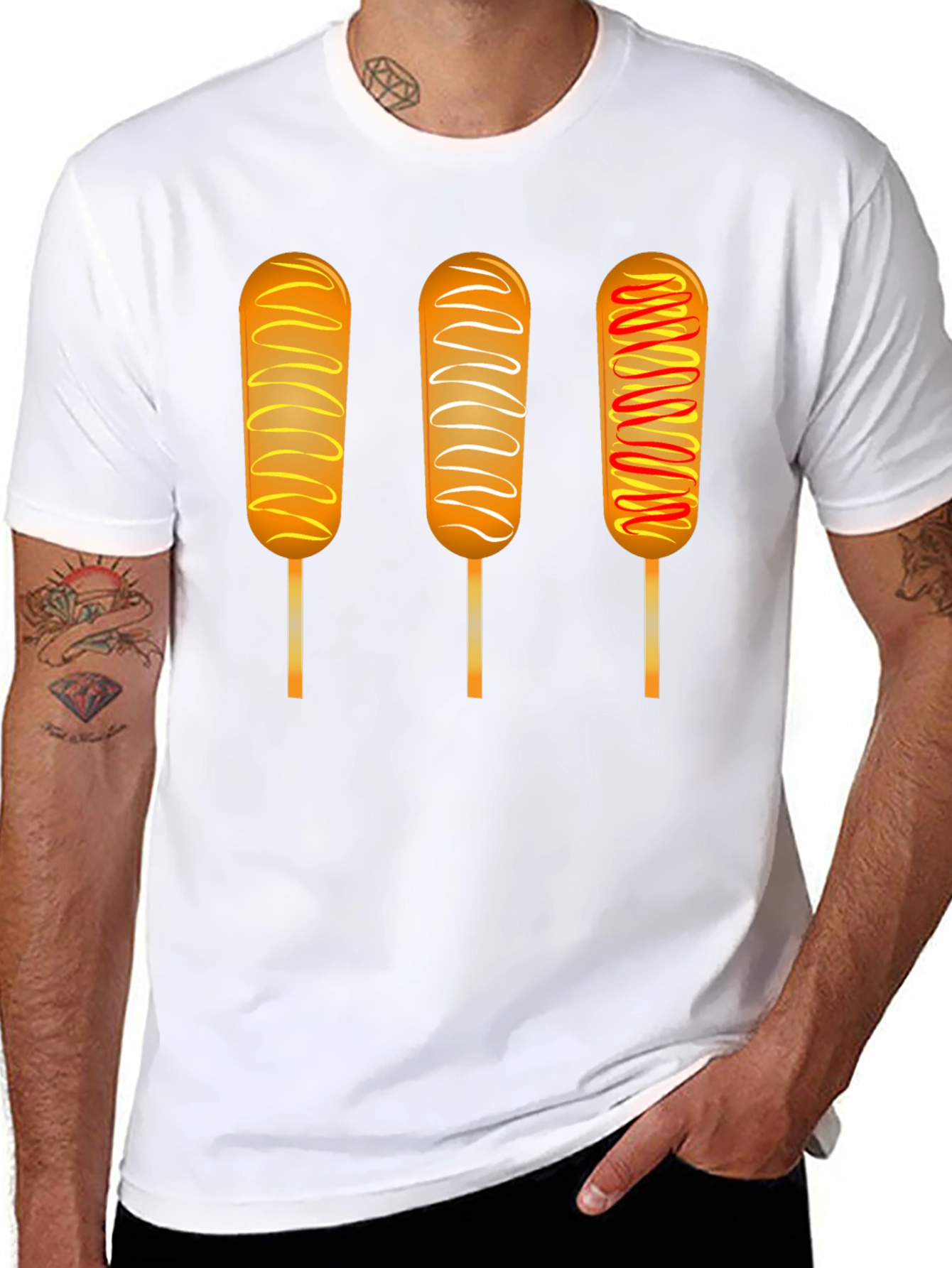 Black Corn Dog T-Shirt: Unique Foodie Graphic Tee view 8