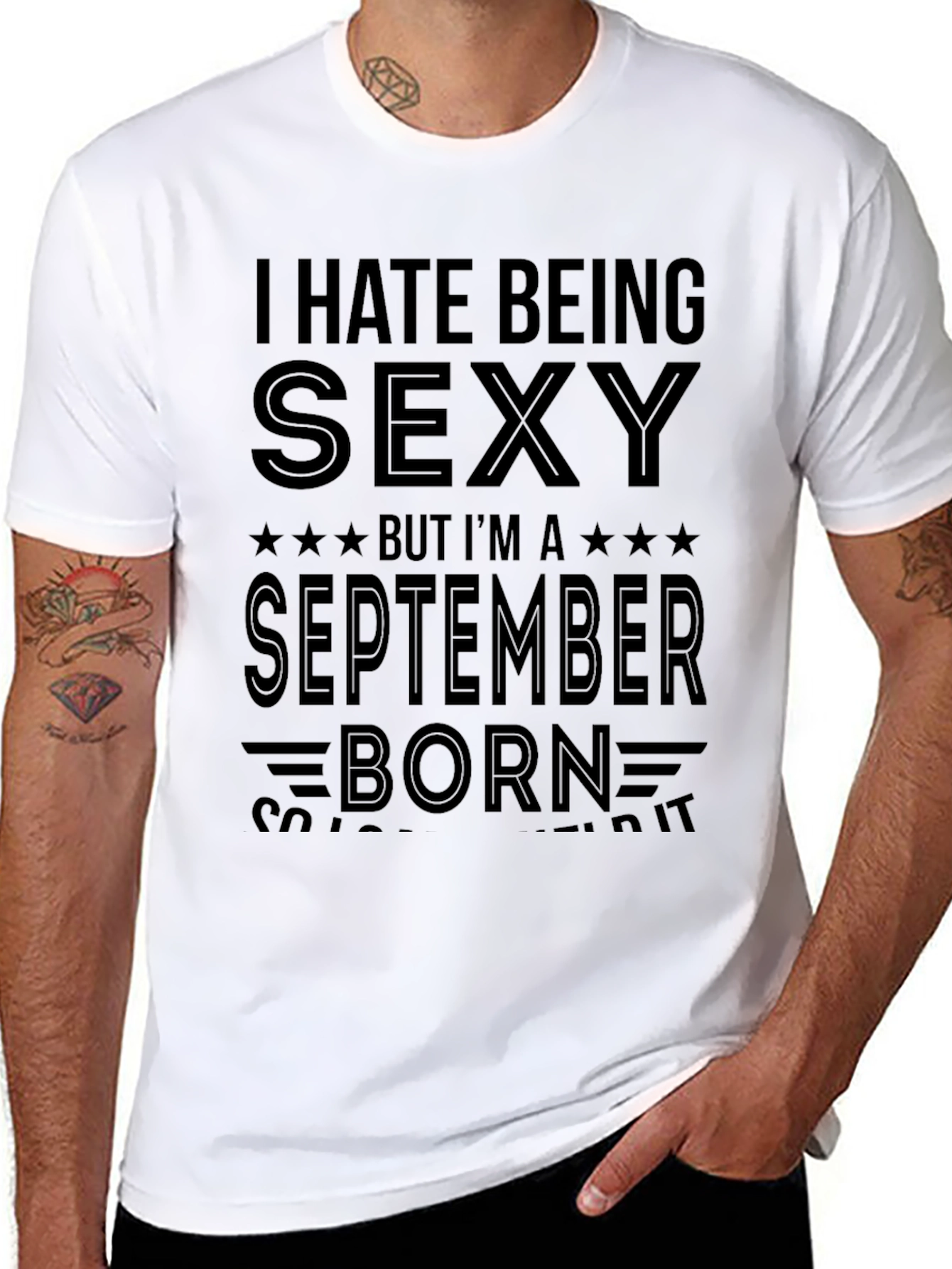 Black I Hate Being Sexy September Born T-Shirt view 8