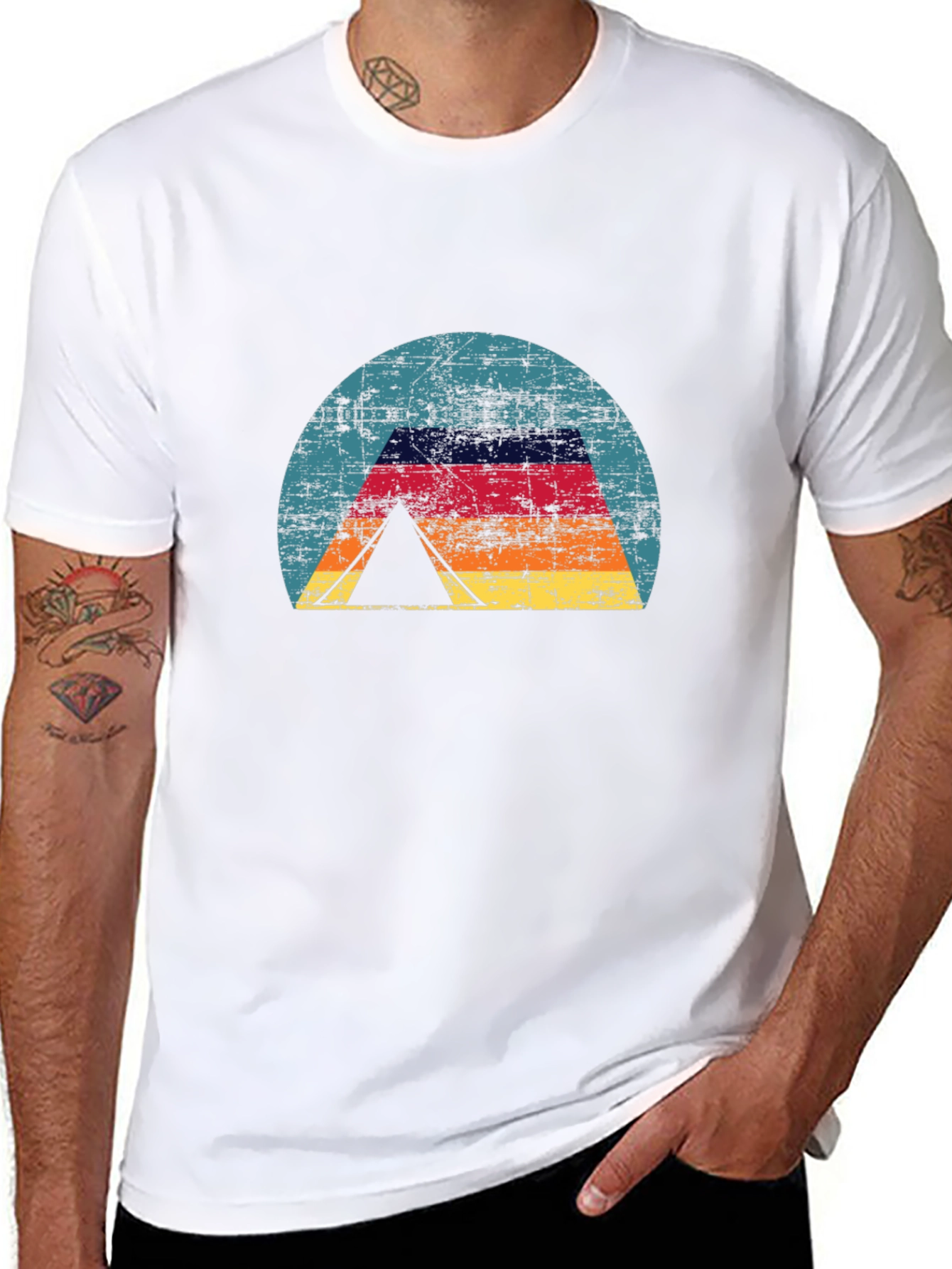 Black Retro Camping Tent T-Shirt - Vintage Style view 8